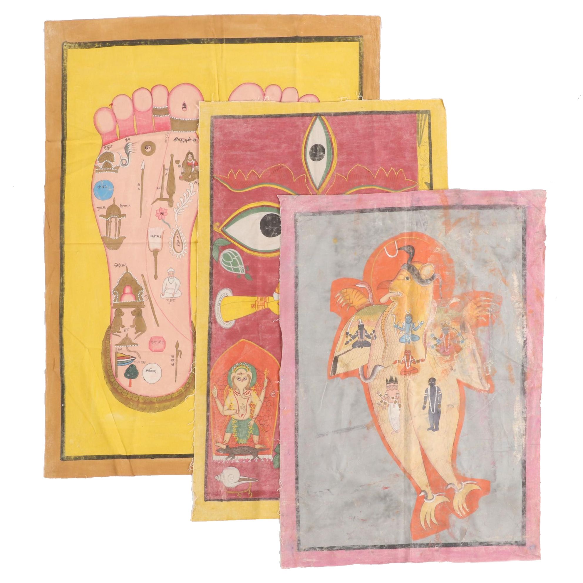 Monumental Indian Tantric Gouache Paintings, 20th Century