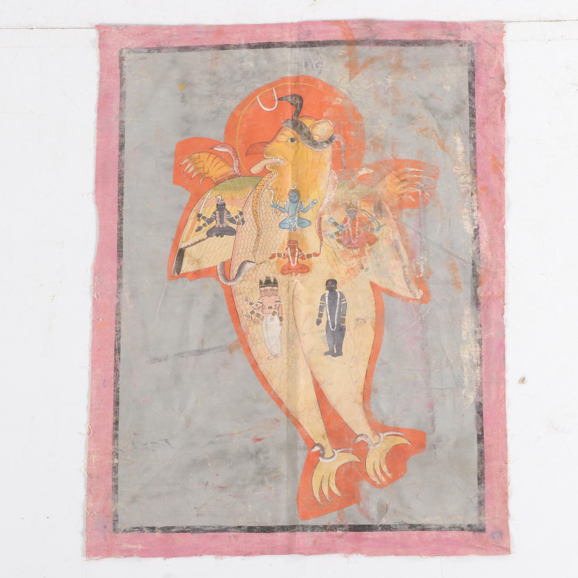 Monumental Indian Tantric Gouache Paintings, 20th Century