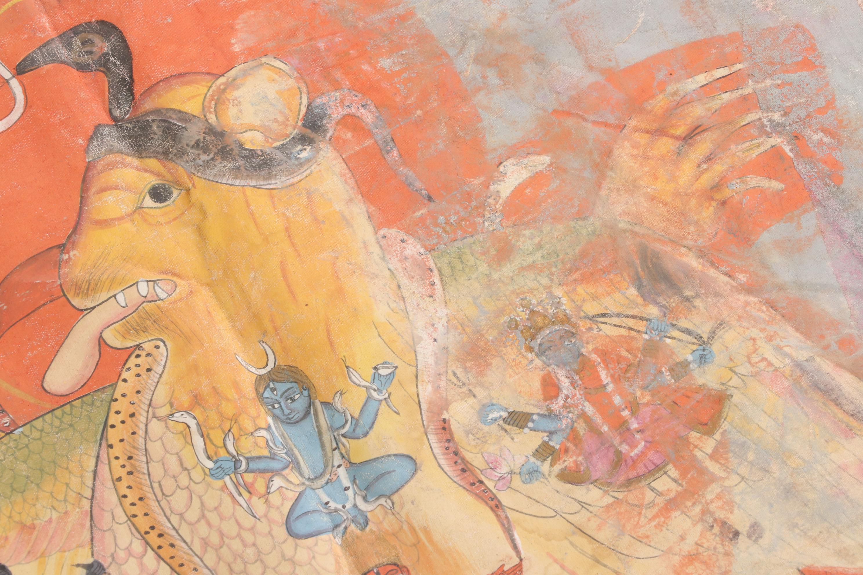 Monumental Indian Tantric Gouache Paintings, 20th Century