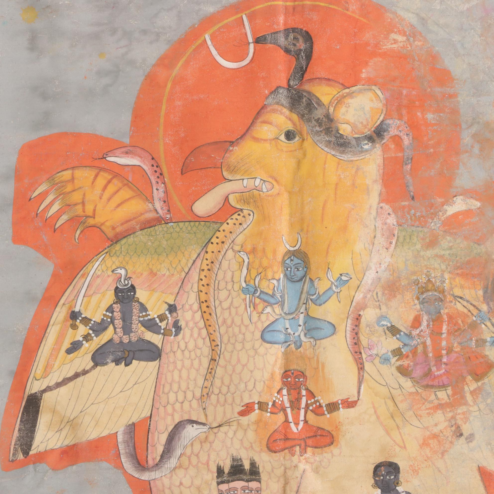 Monumental Indian Tantric Gouache Paintings, 20th Century