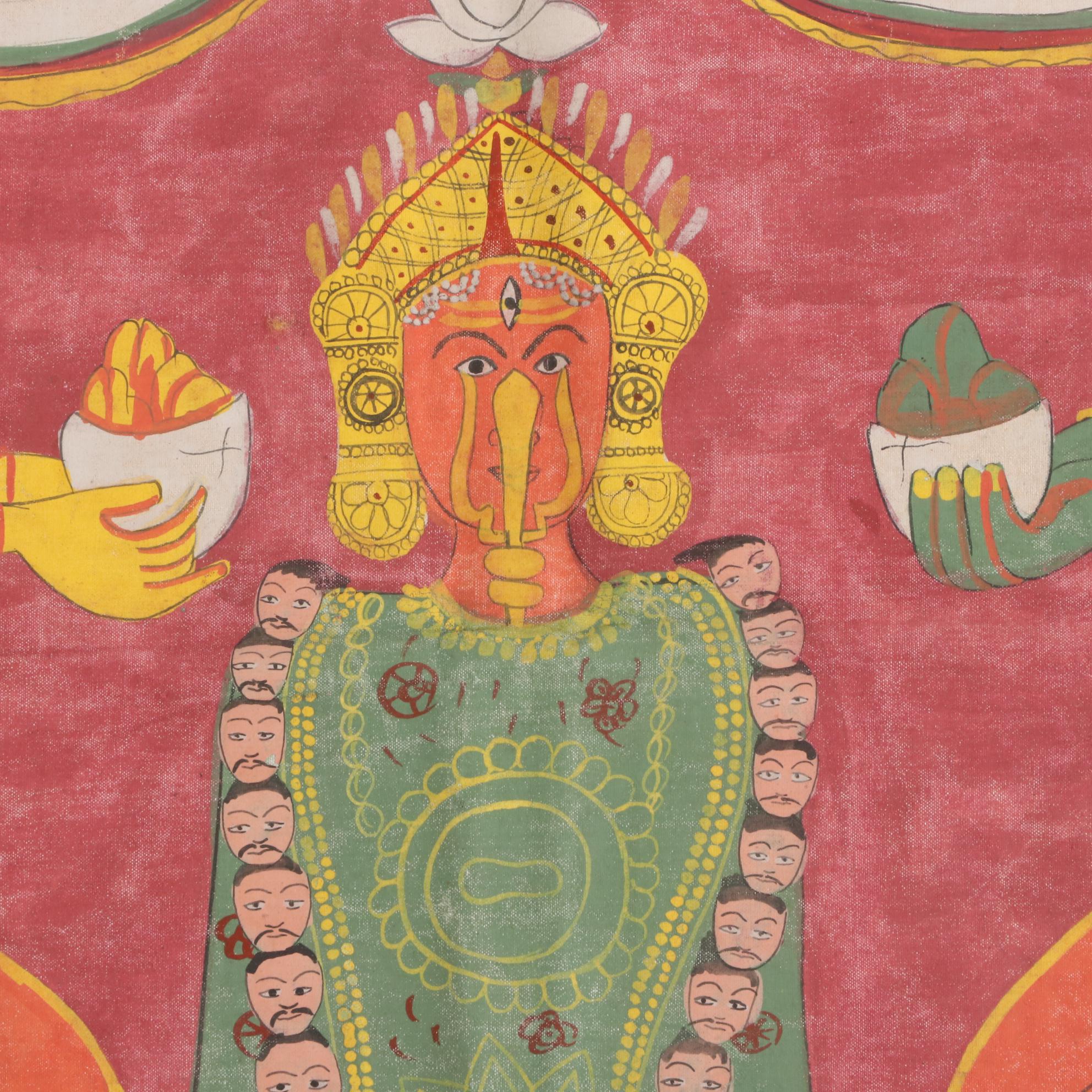 Monumental Indian Tantric Gouache Paintings, 20th Century