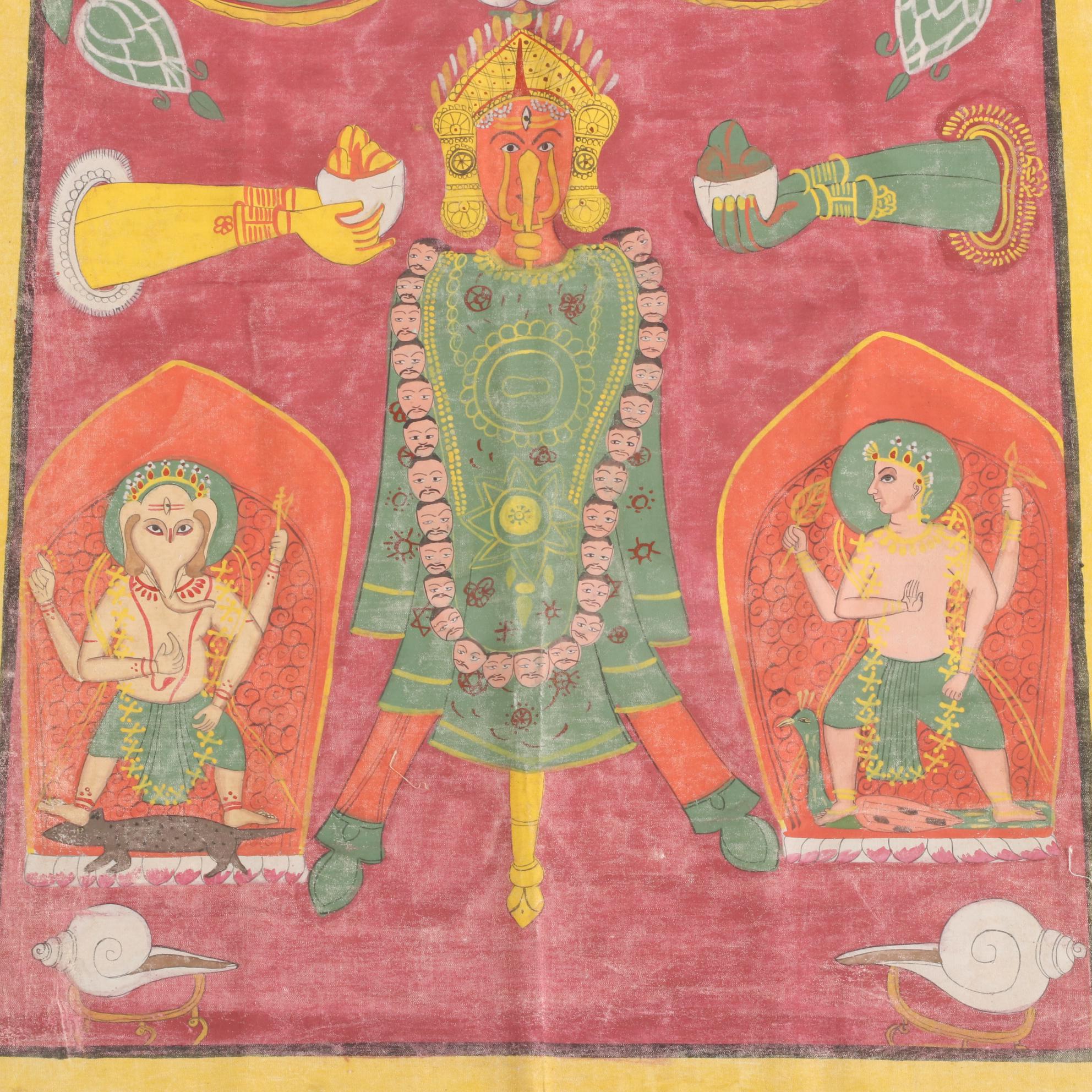Monumental Indian Tantric Gouache Paintings, 20th Century
