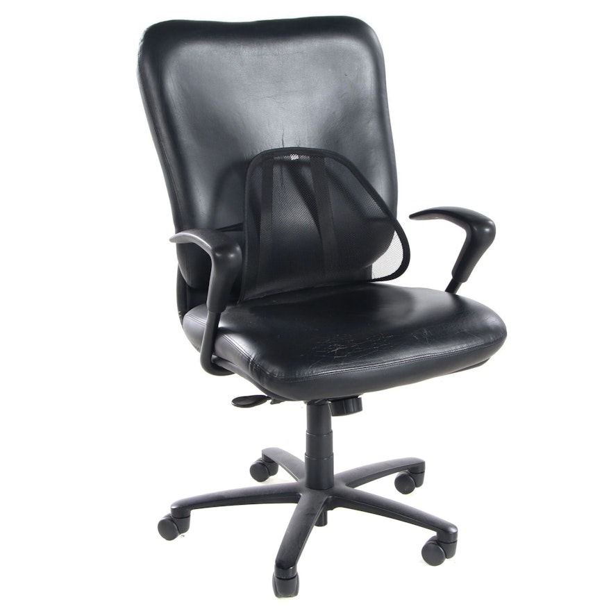 Bonded Leather Desk Chair with Lumbar Support