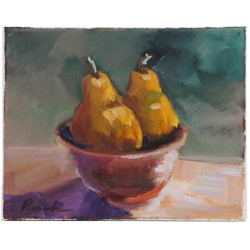 Sally Rosenbaum Still Life Oil Painting of Pears