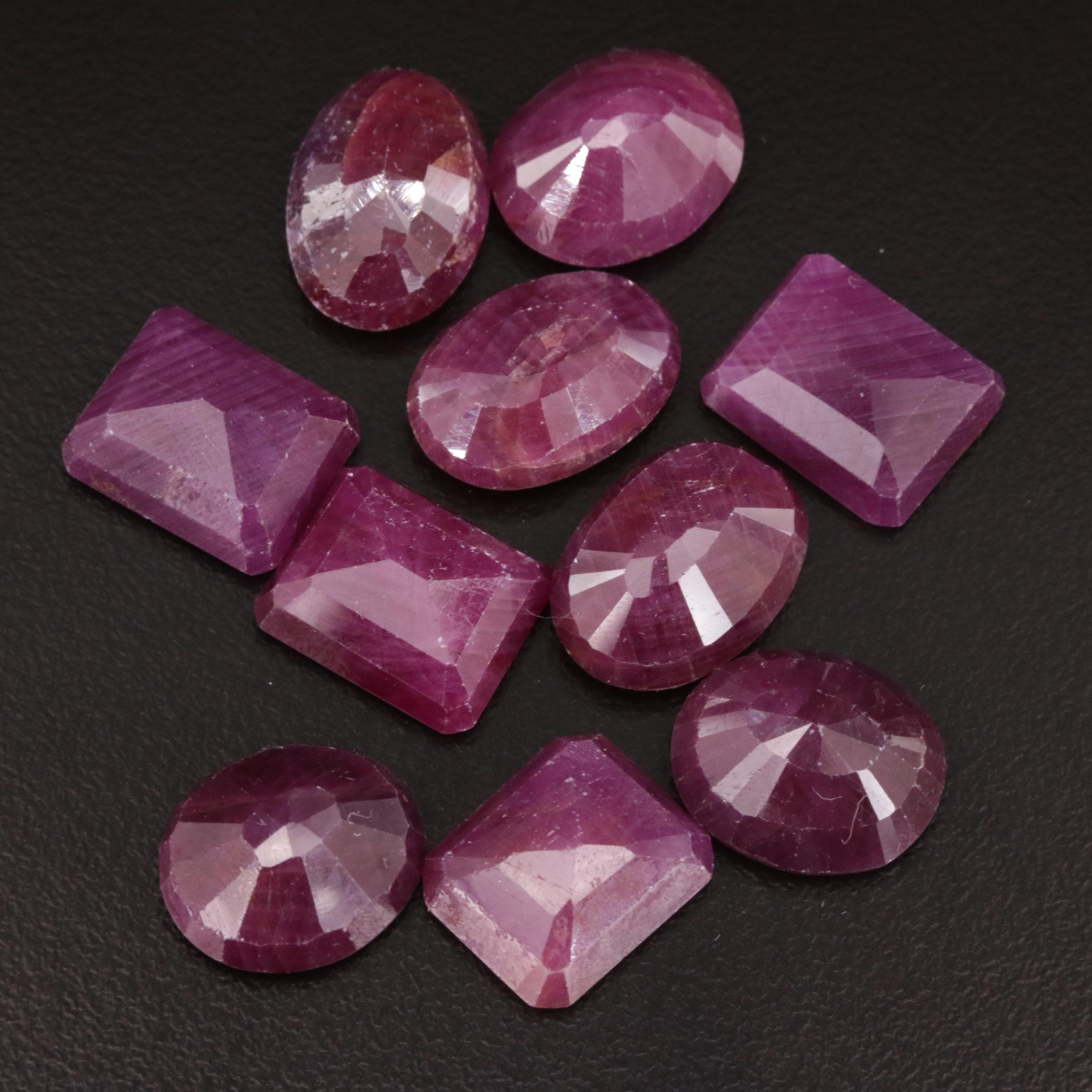 Loose 72.05 CTW Corundum Oval Faceted and Cut Corner Rectangular