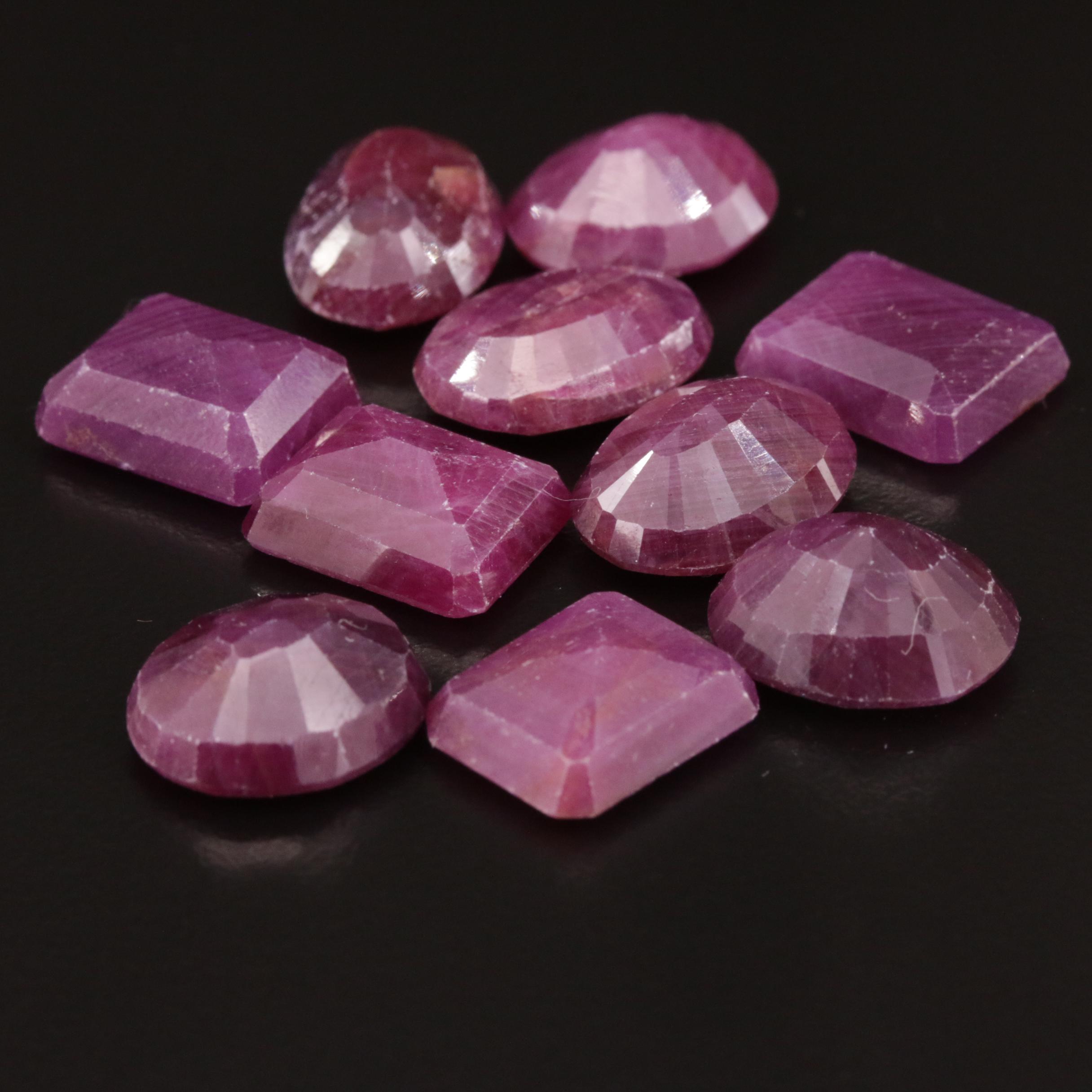 Loose 72.05 CTW Corundum Oval Faceted and Cut Corner Rectangular