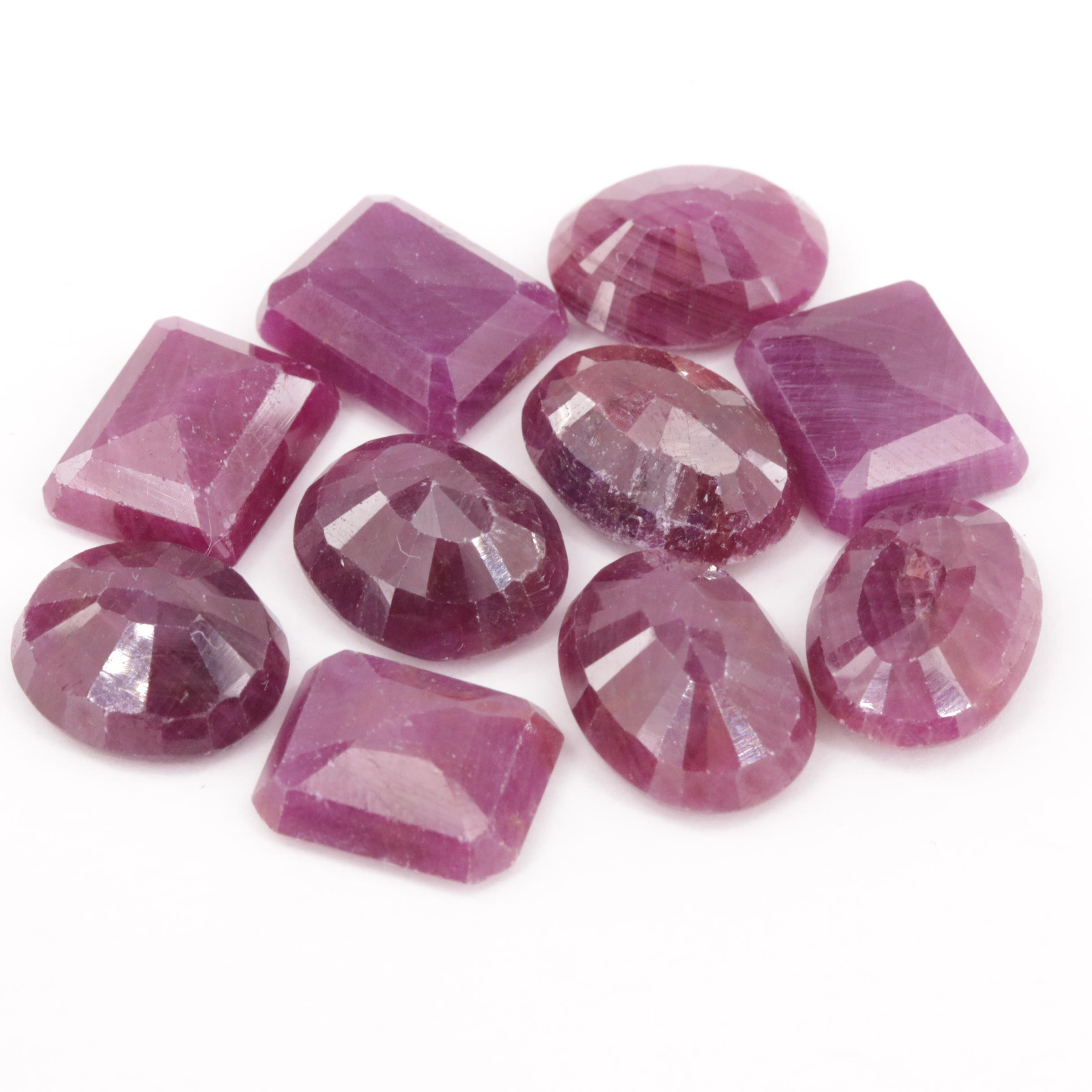 Loose 72.05 CTW Corundum Oval Faceted and Cut Corner Rectangular
