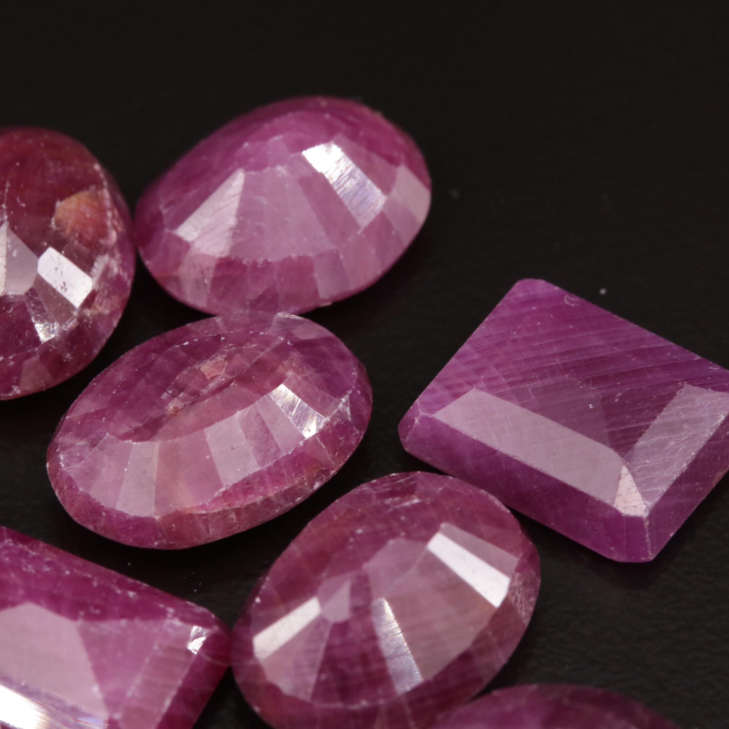 Loose 72.05 CTW Corundum Oval Faceted and Cut Corner Rectangular