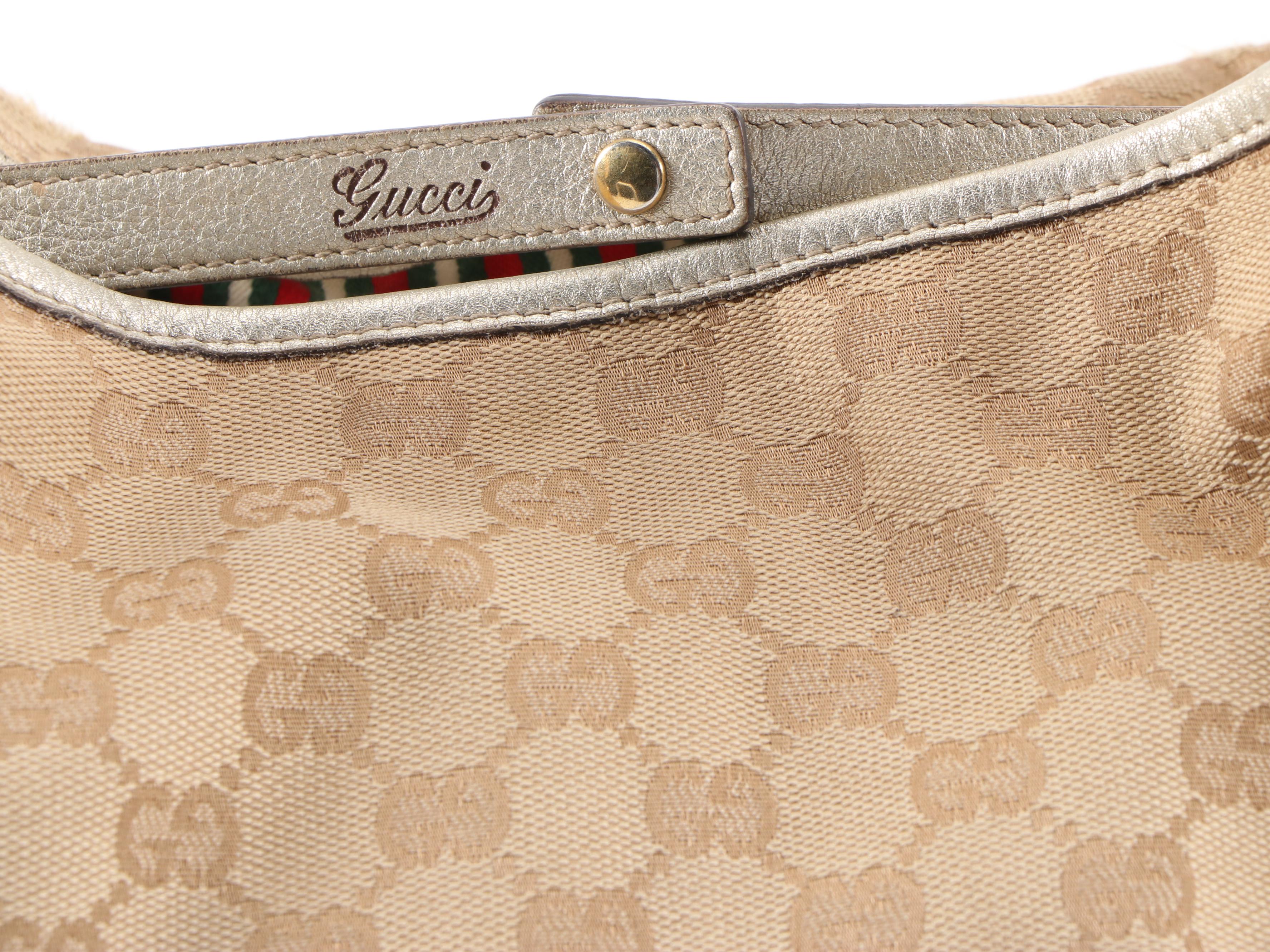 Gucci Medium Abbey D-Ring Tote Bag in GG Canvas and Metallic Leather
