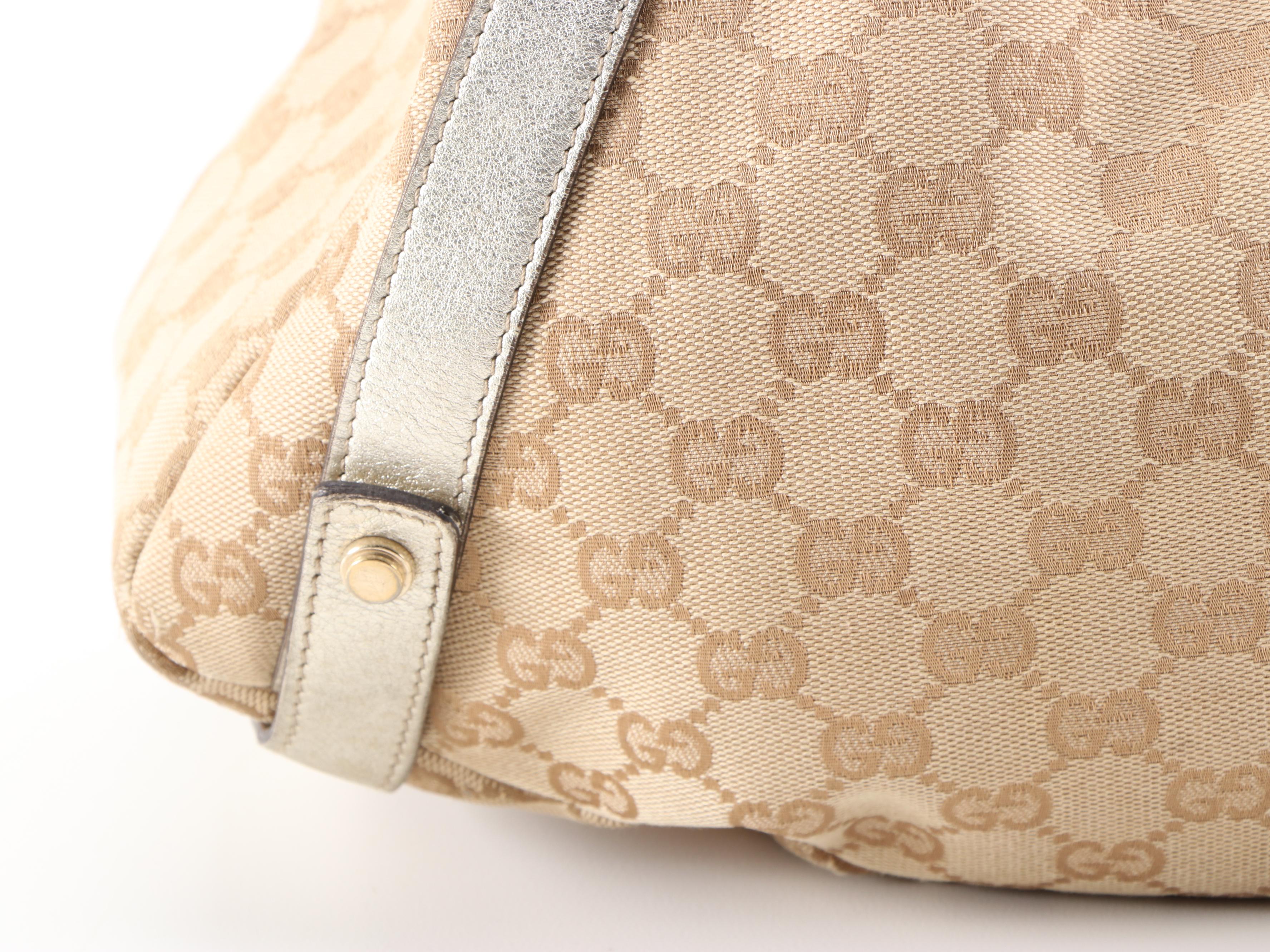 Gucci Medium Abbey D-Ring Tote Bag in GG Canvas and Metallic Leather