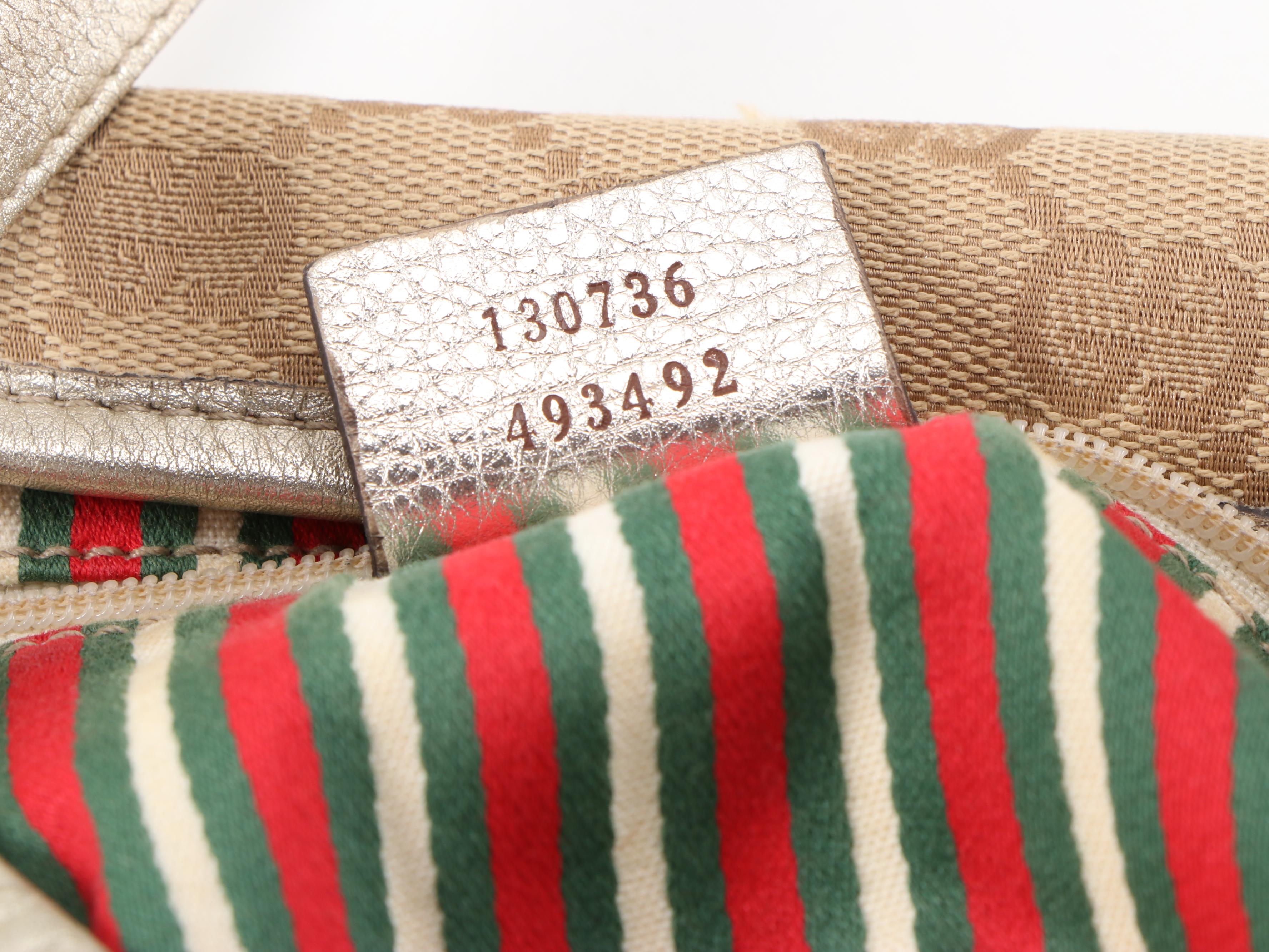 Gucci Medium Abbey D-Ring Tote Bag in GG Canvas and Metallic Leather