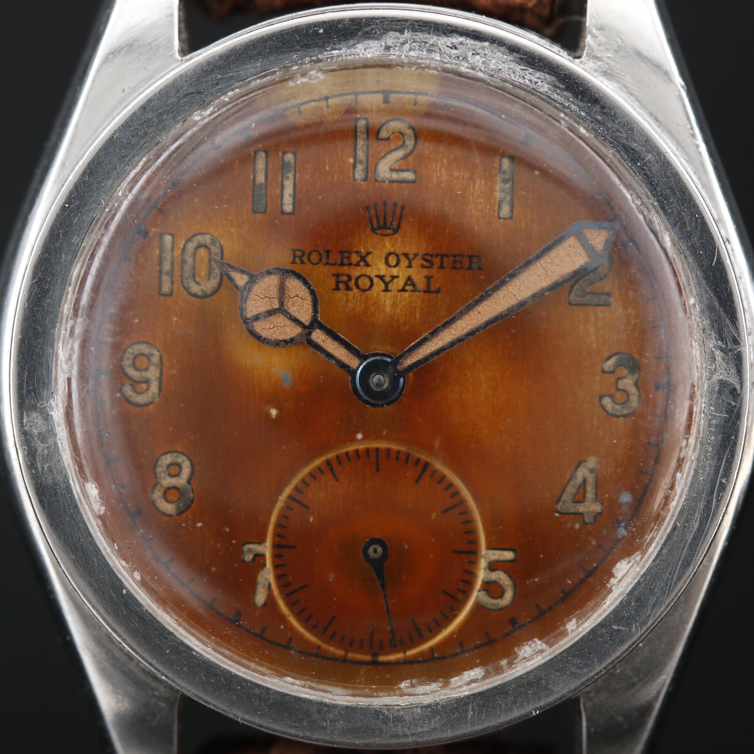 1941 Rolex Oyster Royal Tropical Dial Stainless Steel Stem Wind Watch