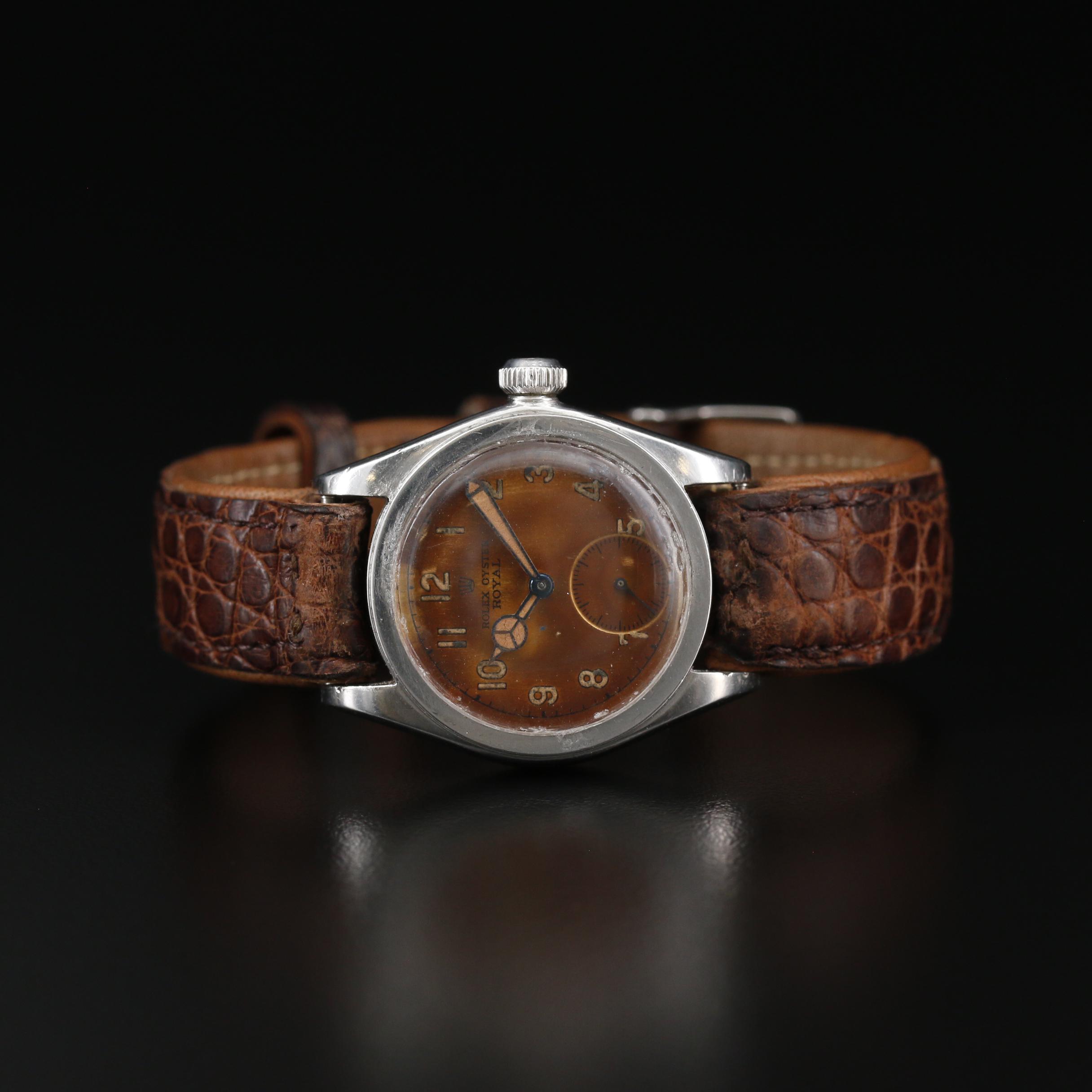 1941 Rolex Oyster Royal Tropical Dial Stainless Steel Stem Wind Watch