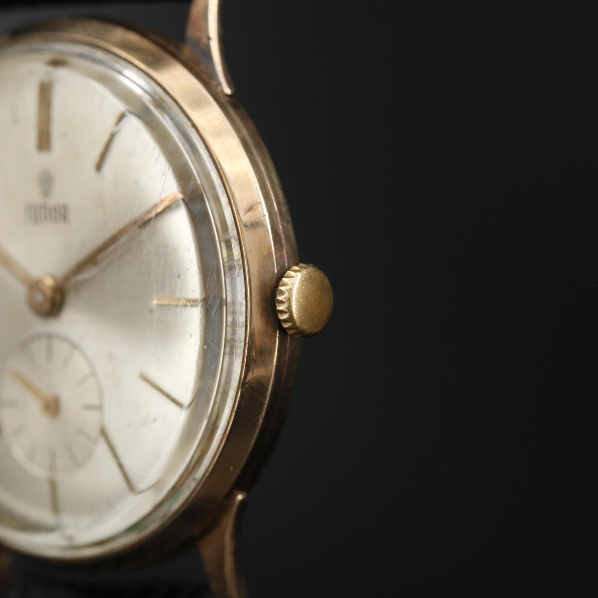 Vintage Tudor 9K Gold Stem Wind Watch, 1968