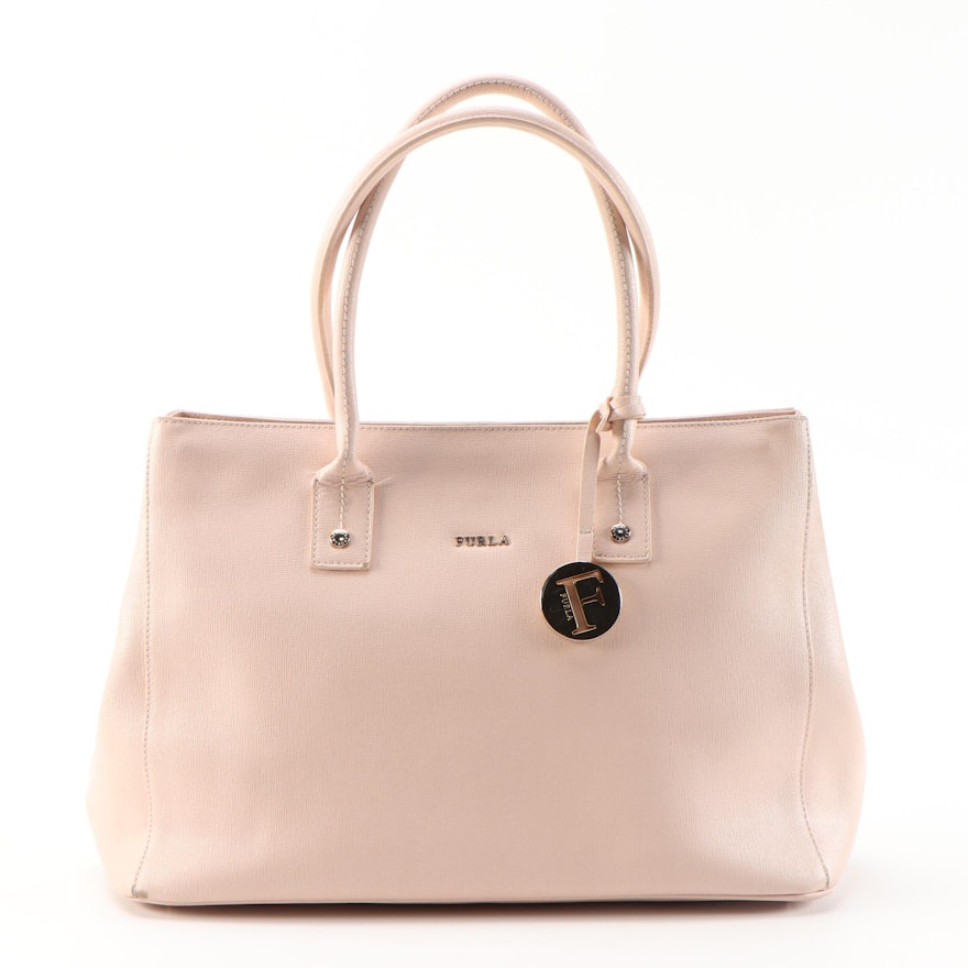 Furla Daisy Medium Tote Bag in Moonstone Pale Pink Saffiano Leather