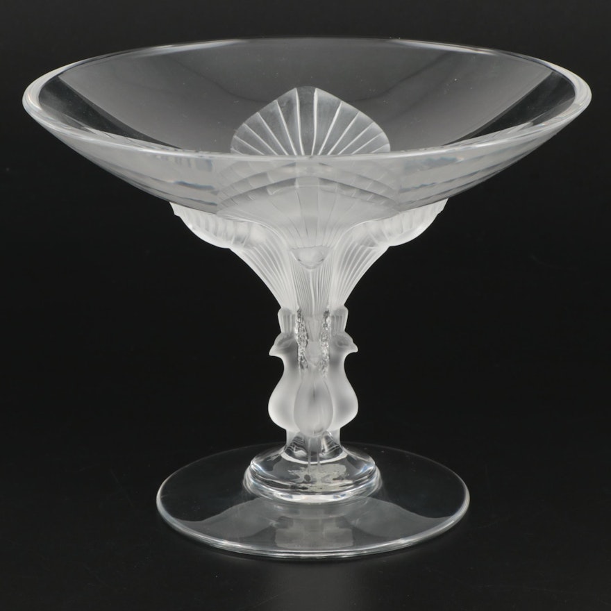 Lalique "Virginia" Frosted and Clear Crystal Footed Bowl