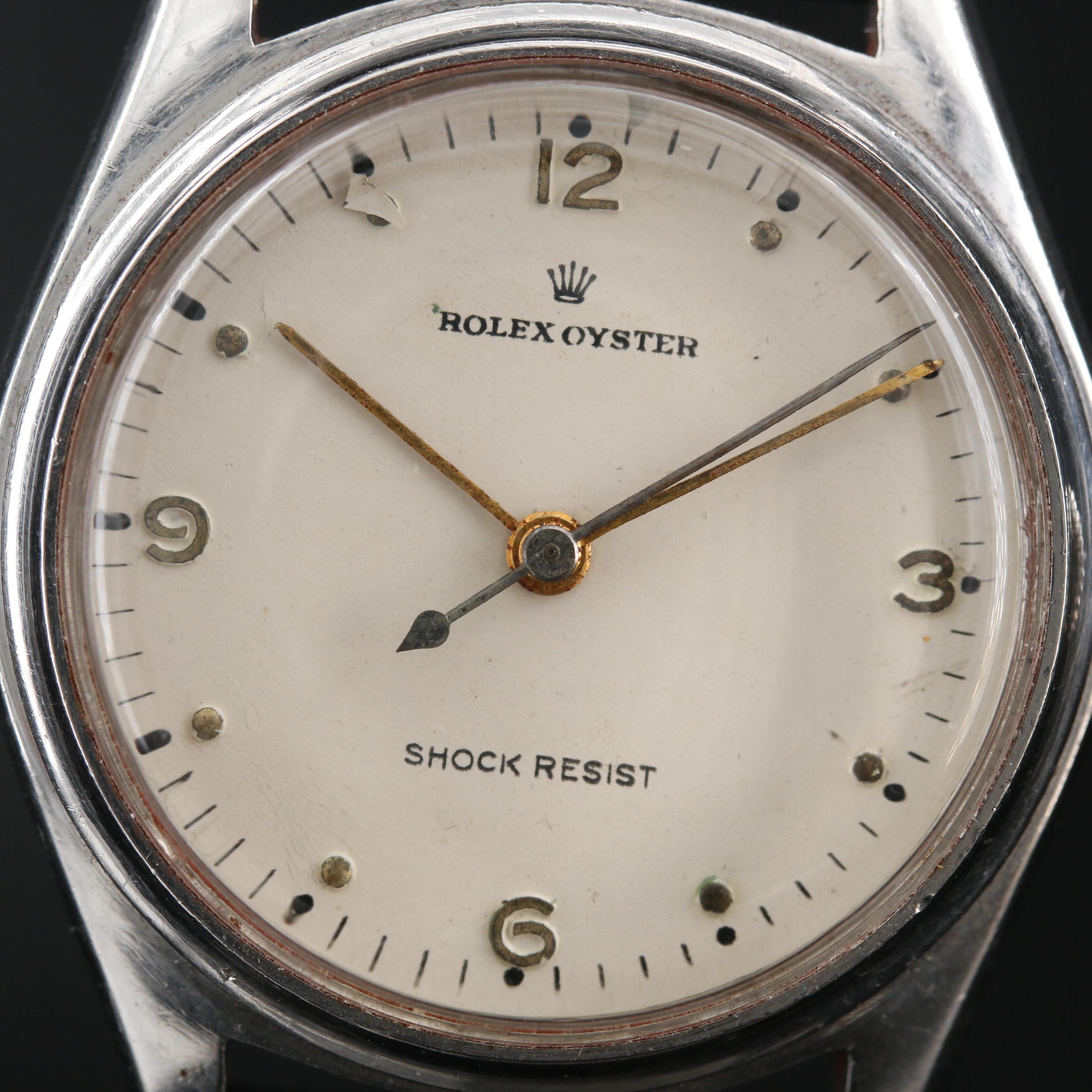 1945 Rolex Oyster Stainless Steel Stem Wind Watch