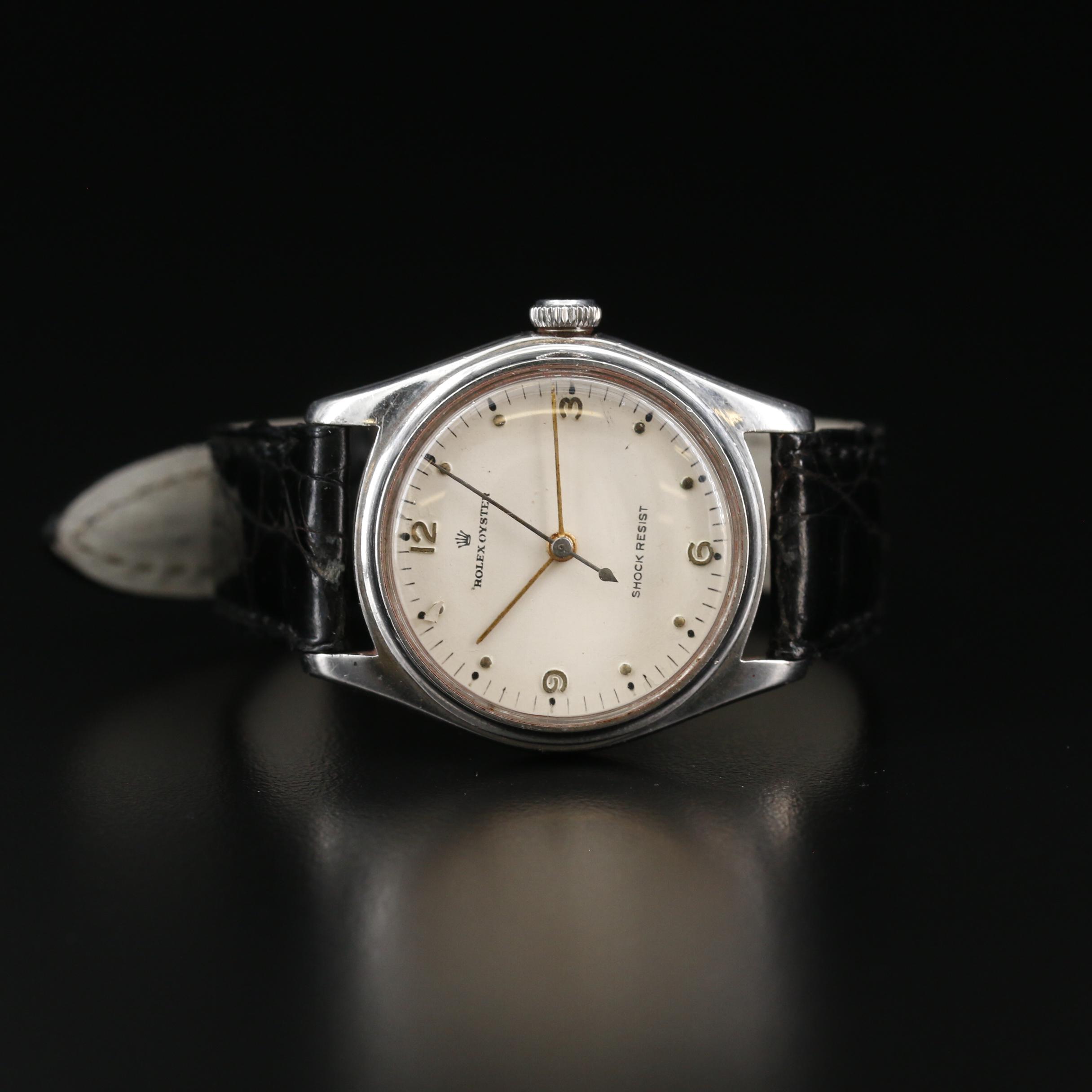 1945 Rolex Oyster Stainless Steel Stem Wind Watch