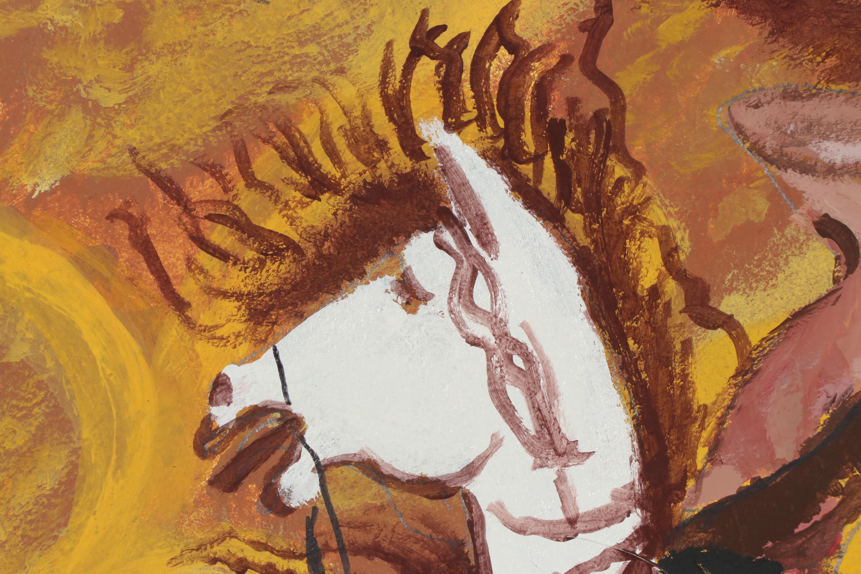 Charles Owens Oil Painting "Buffalo Hunter", Mid to Late 20th Century