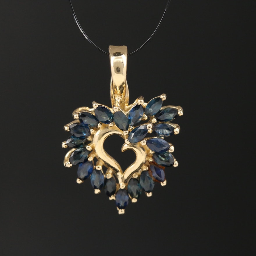 14K Sapphire Heart Enhancer Pendant