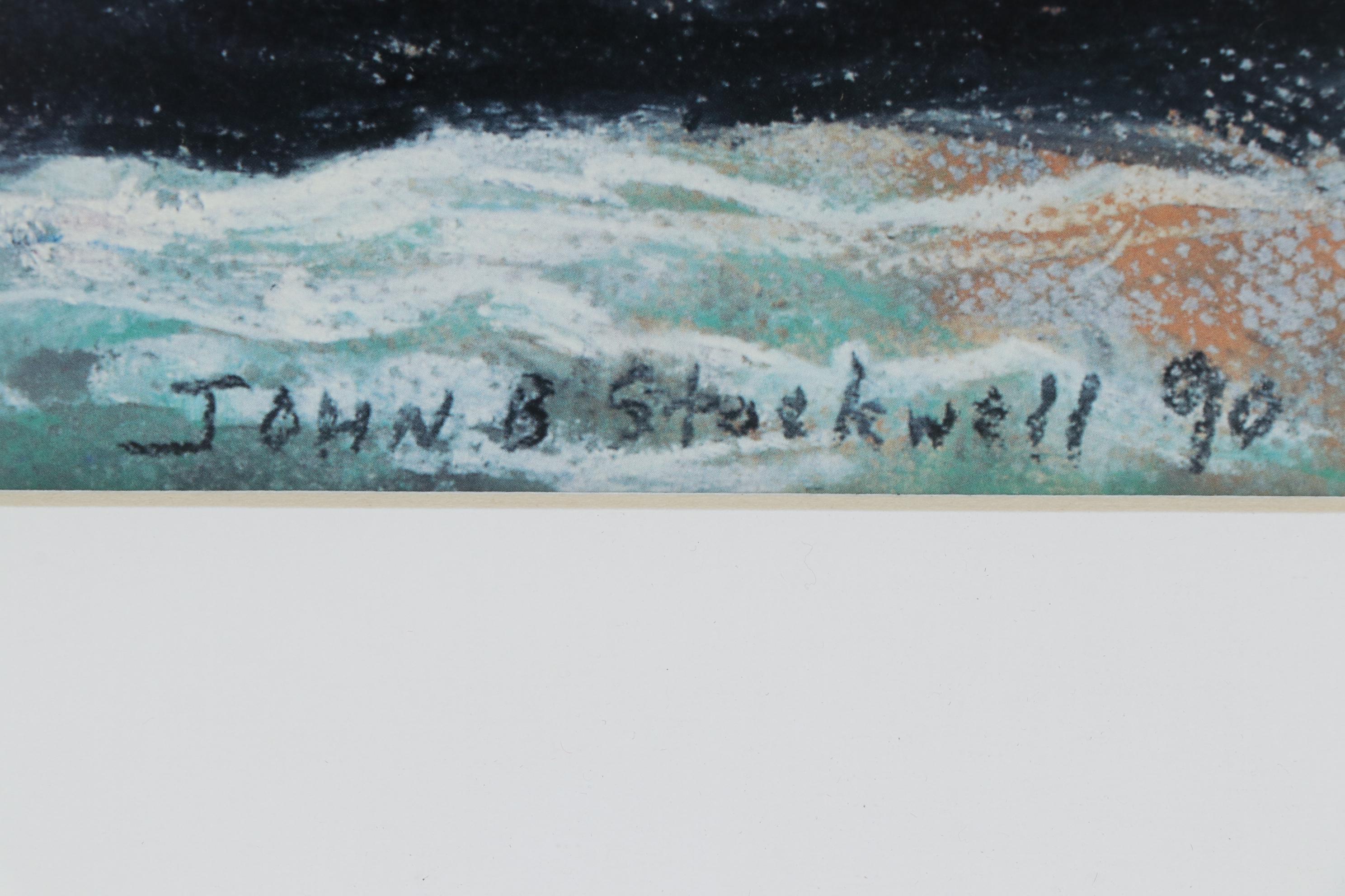 John B. Stockwell Pastel Drawing of Impressionist Style Coastal Landscape, 1990