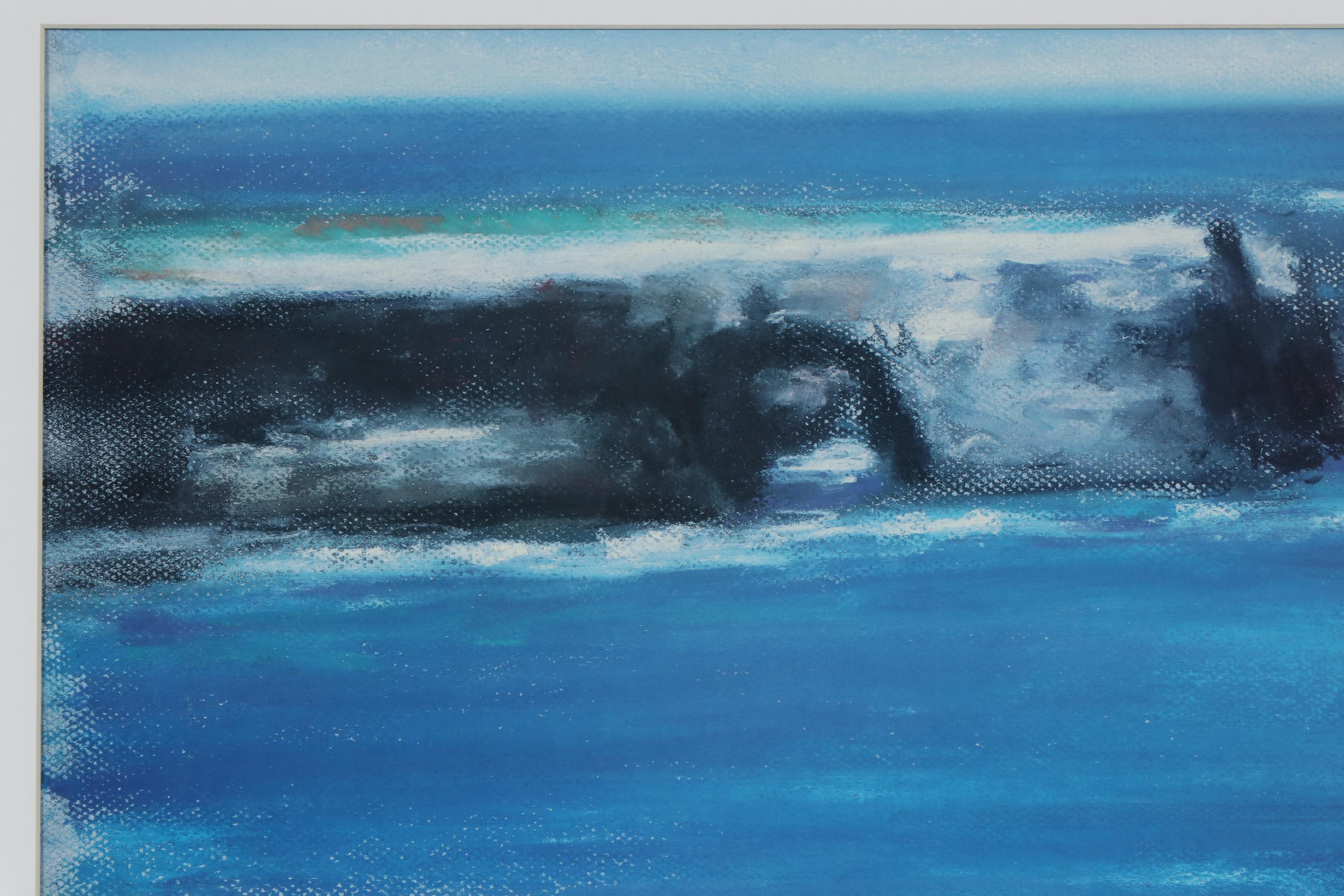 John B. Stockwell Pastel Drawing of Impressionist Style Coastal Landscape, 1990