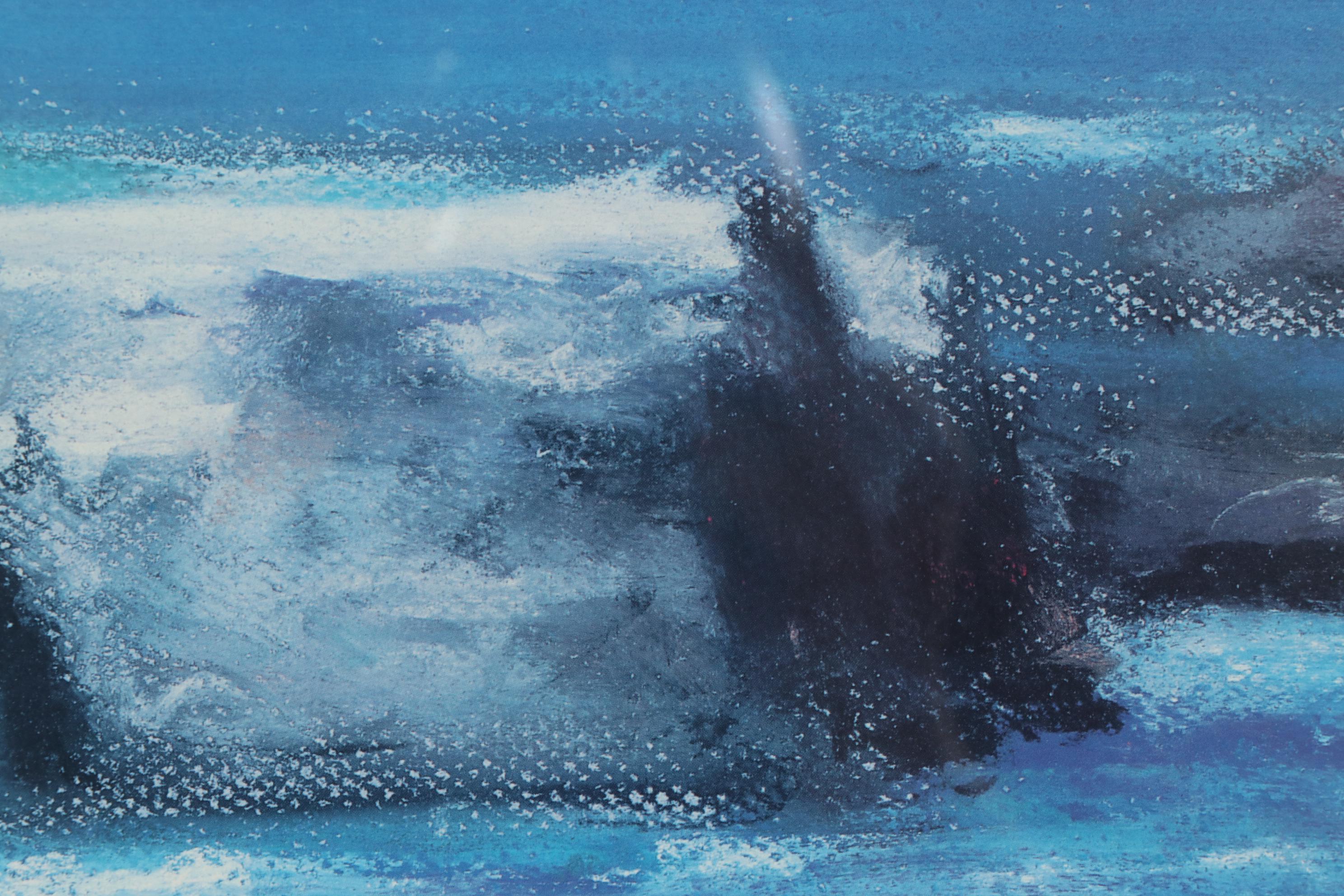 John B. Stockwell Pastel Drawing of Impressionist Style Coastal Landscape, 1990