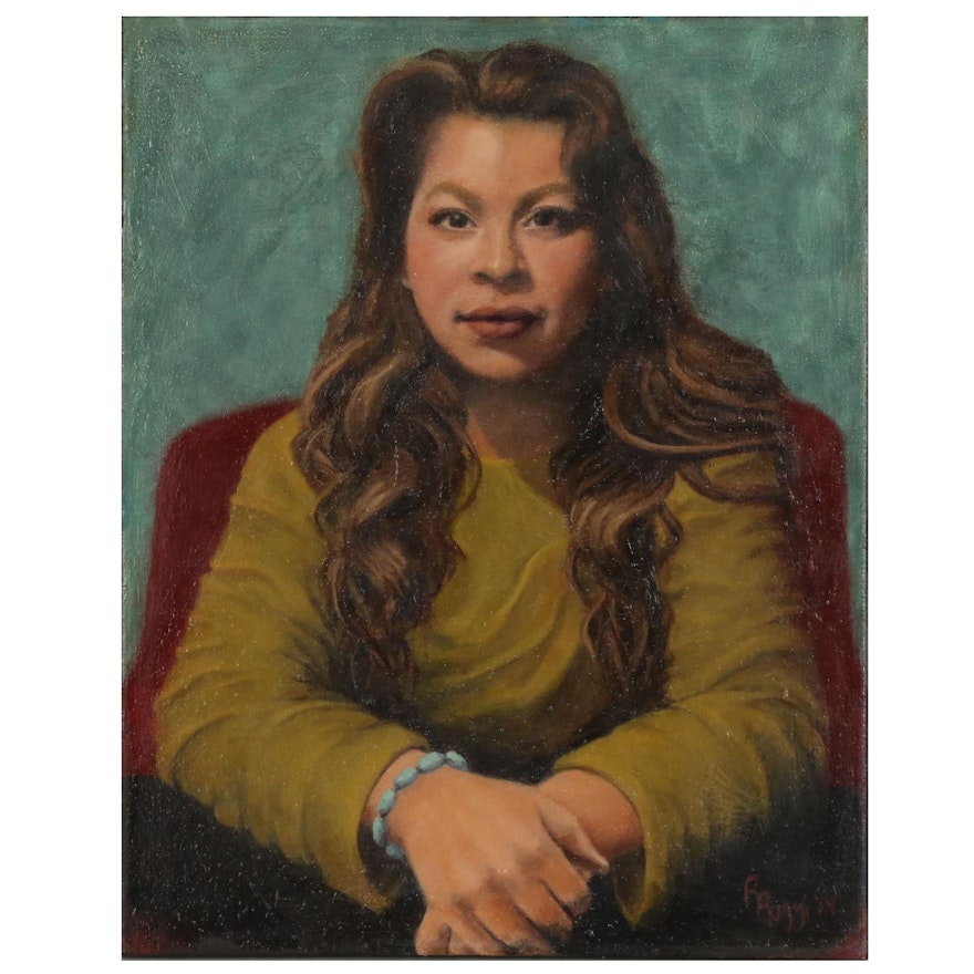 Rita Rozzi Oil Portrait of Woman in Green