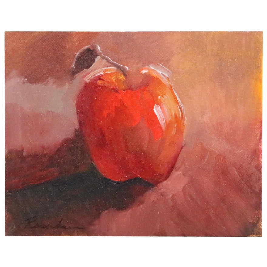 Sally Rosenbaum Still Life Oil Painting of an Apple