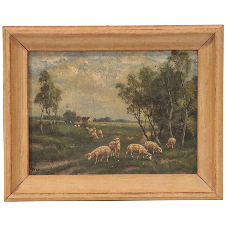 Gustav Klatt Pastoral Oil Painting, 1911