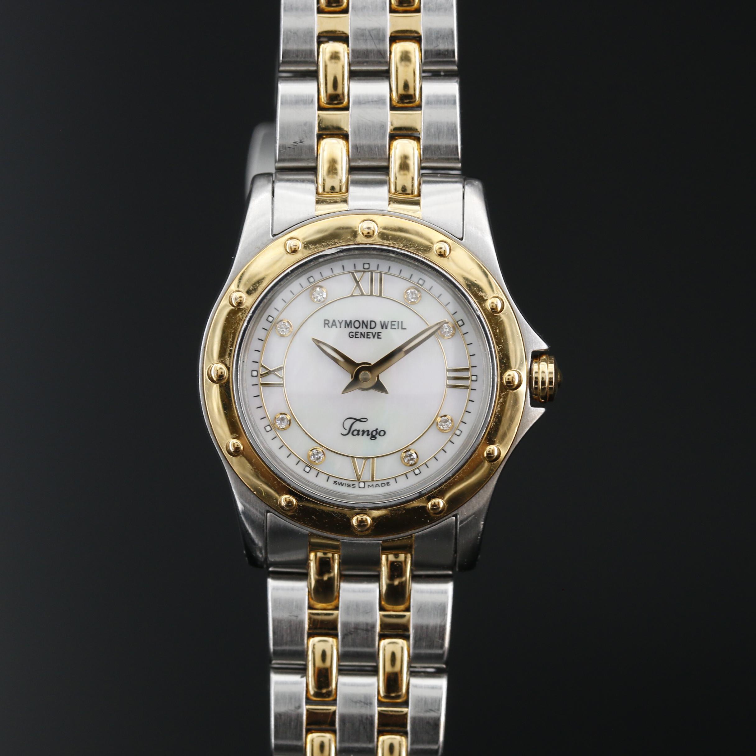 Raymond Weil Tango 18K Gold Plate and Stainless Steel with Diamond Dial Watch