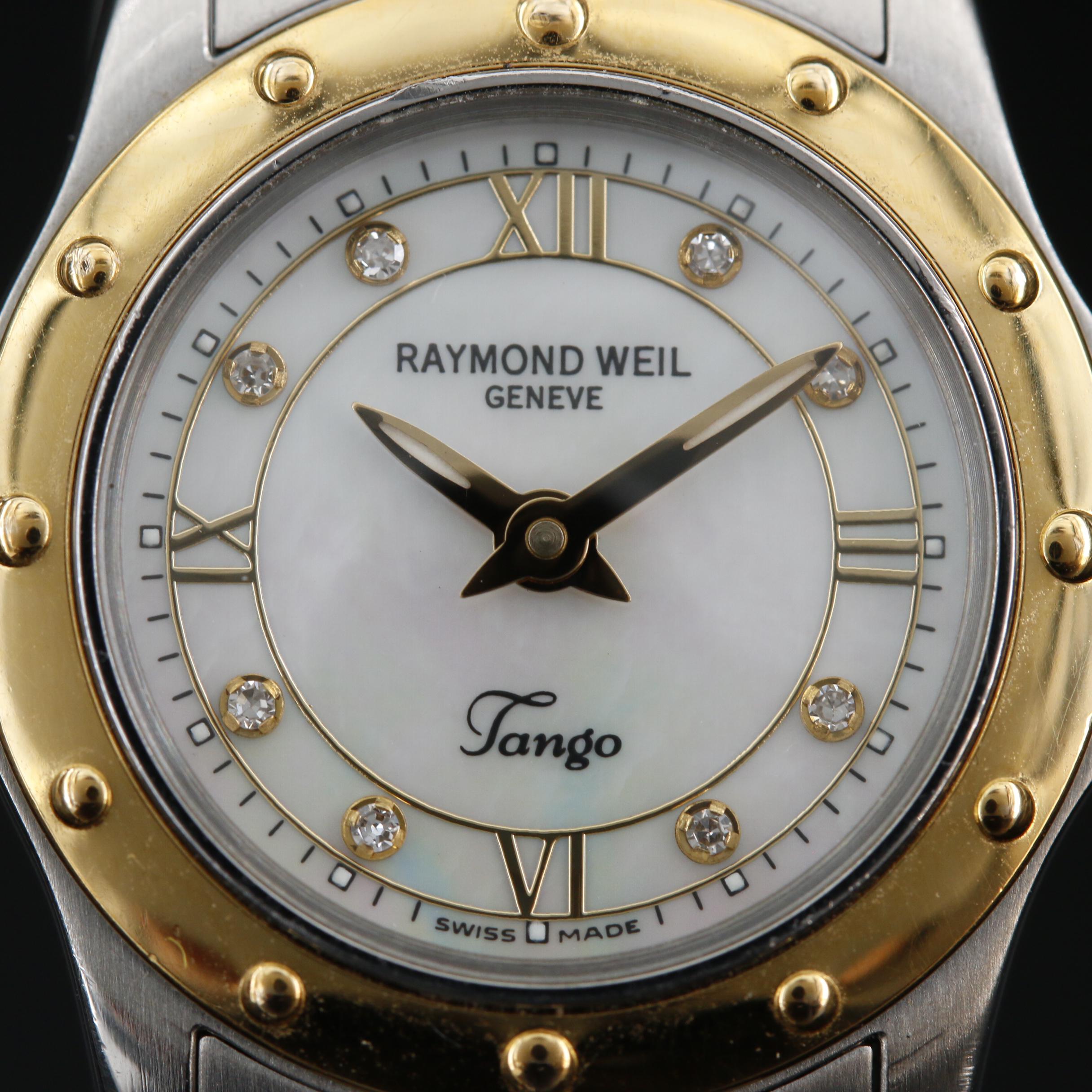Raymond Weil Tango 18K Gold Plate and Stainless Steel with Diamond Dial Watch