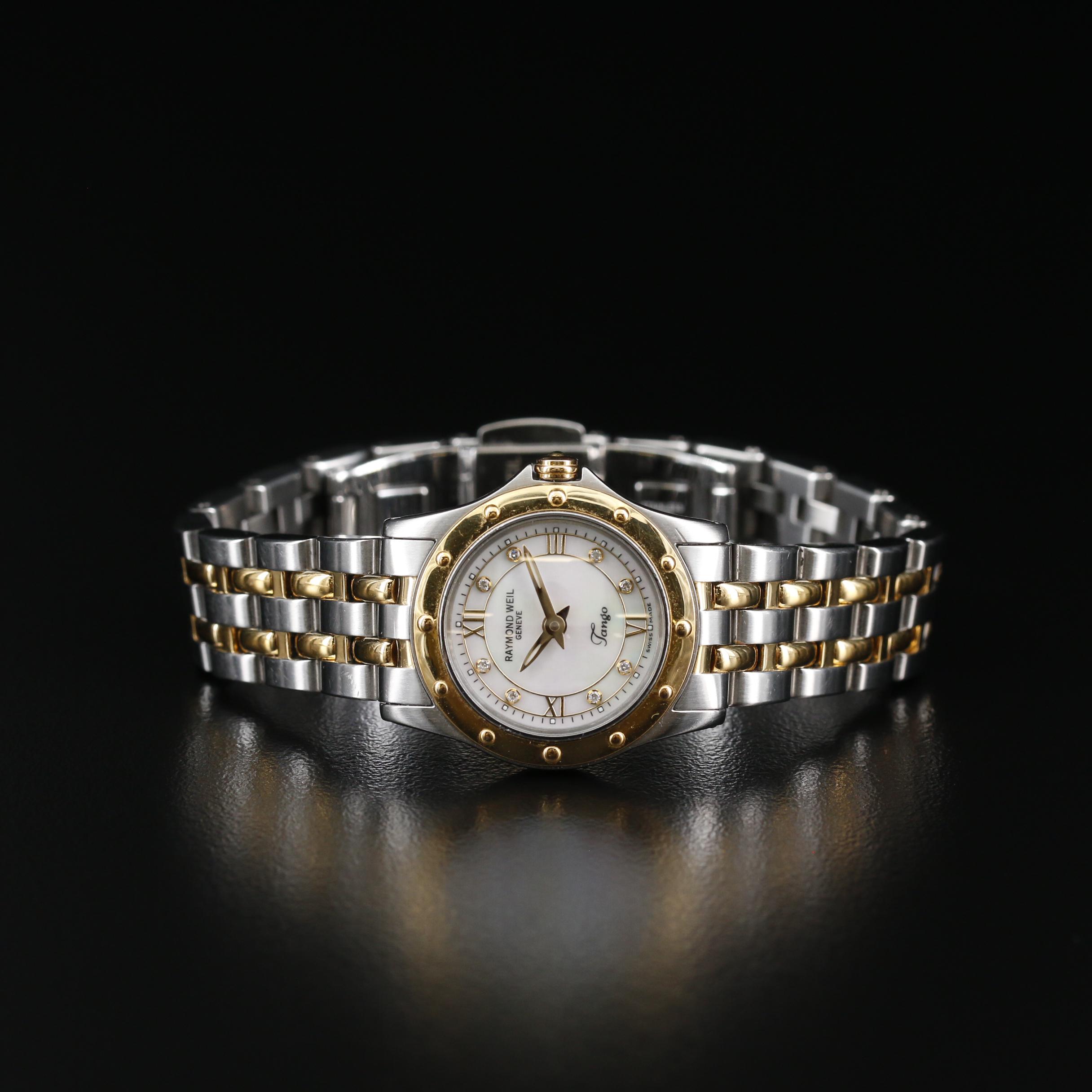 Raymond Weil Tango 18K Gold Plate and Stainless Steel with Diamond Dial Watch