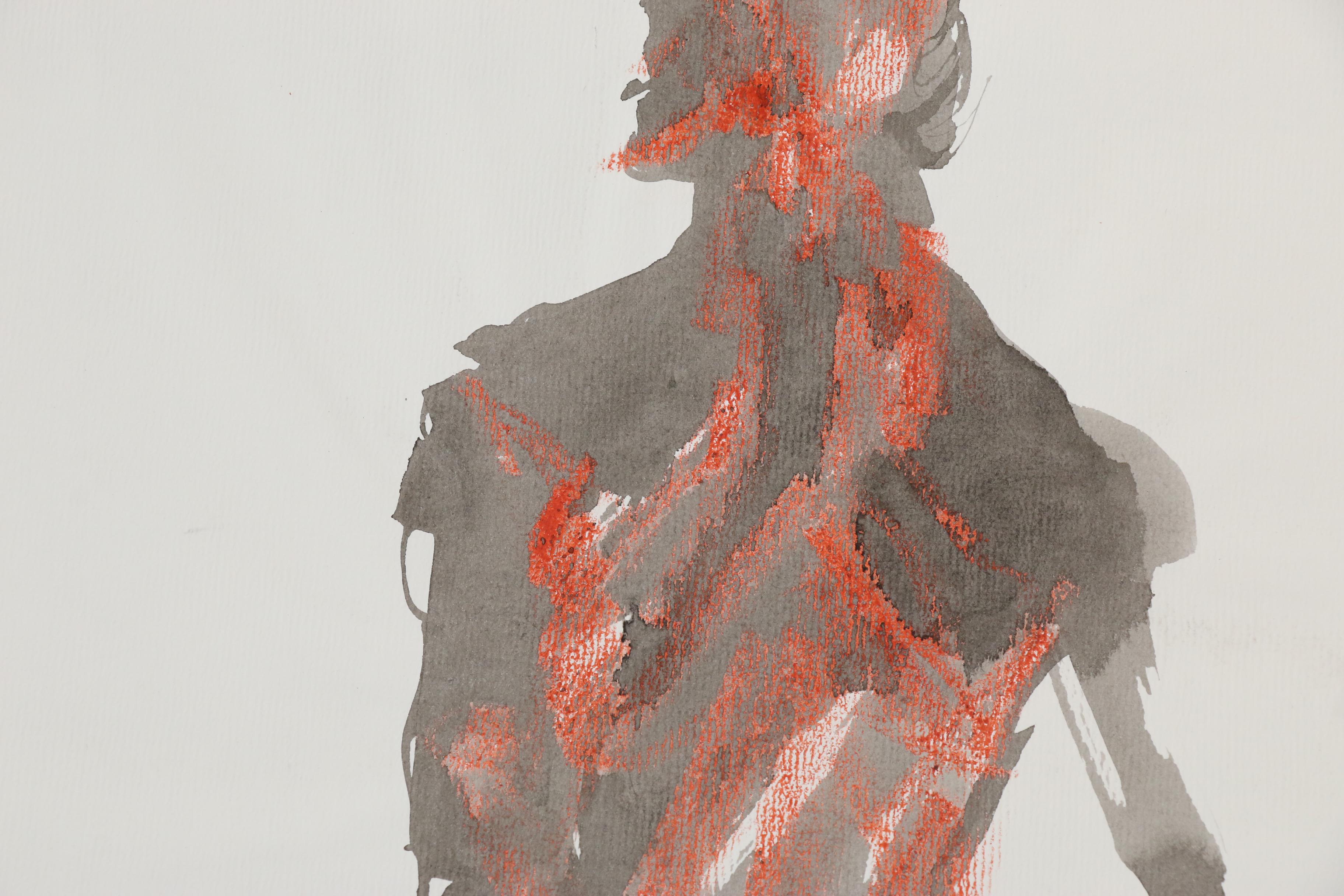 John Tuska Inkwash and Pastel Figure Drawings