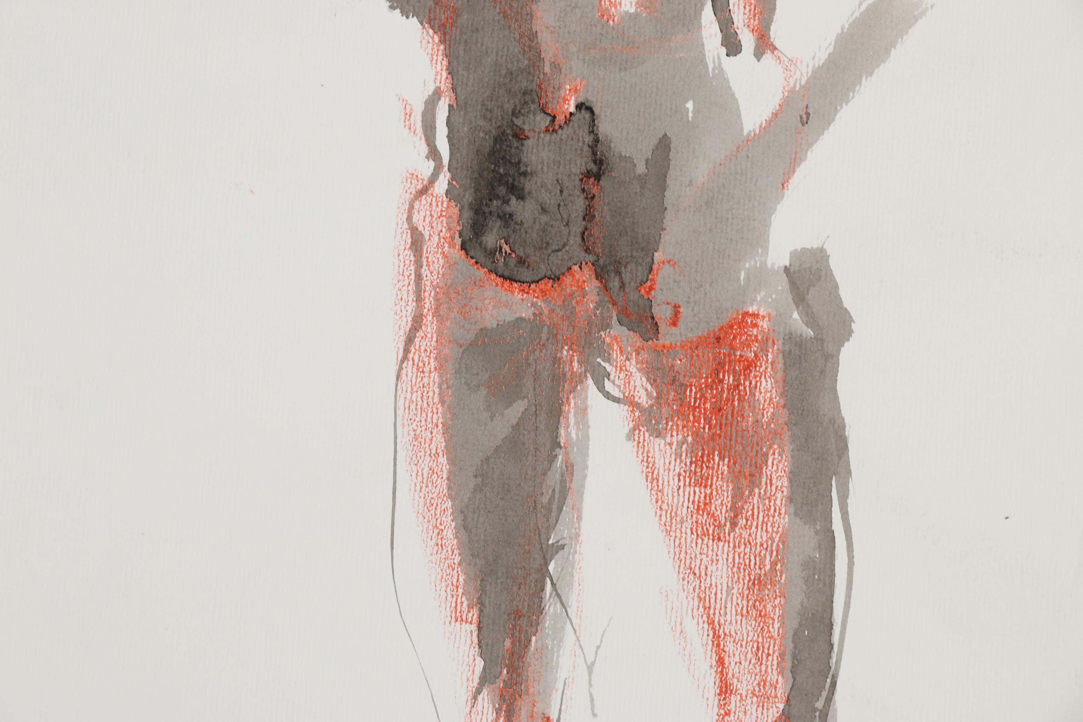 John Tuska Inkwash and Pastel Figure Drawings