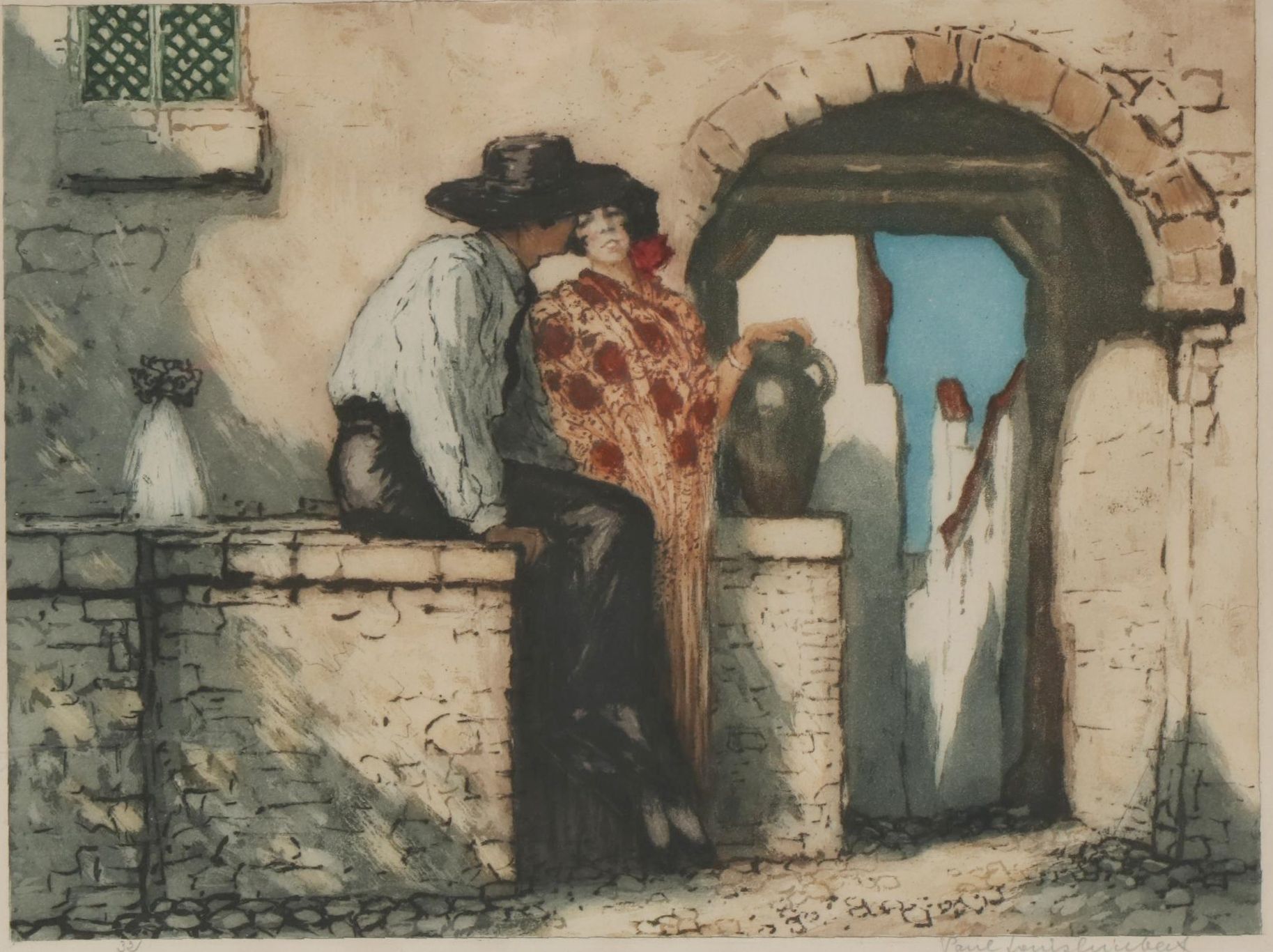 Paul Louis Guilbert Hand-Colored Etching With Aquatint