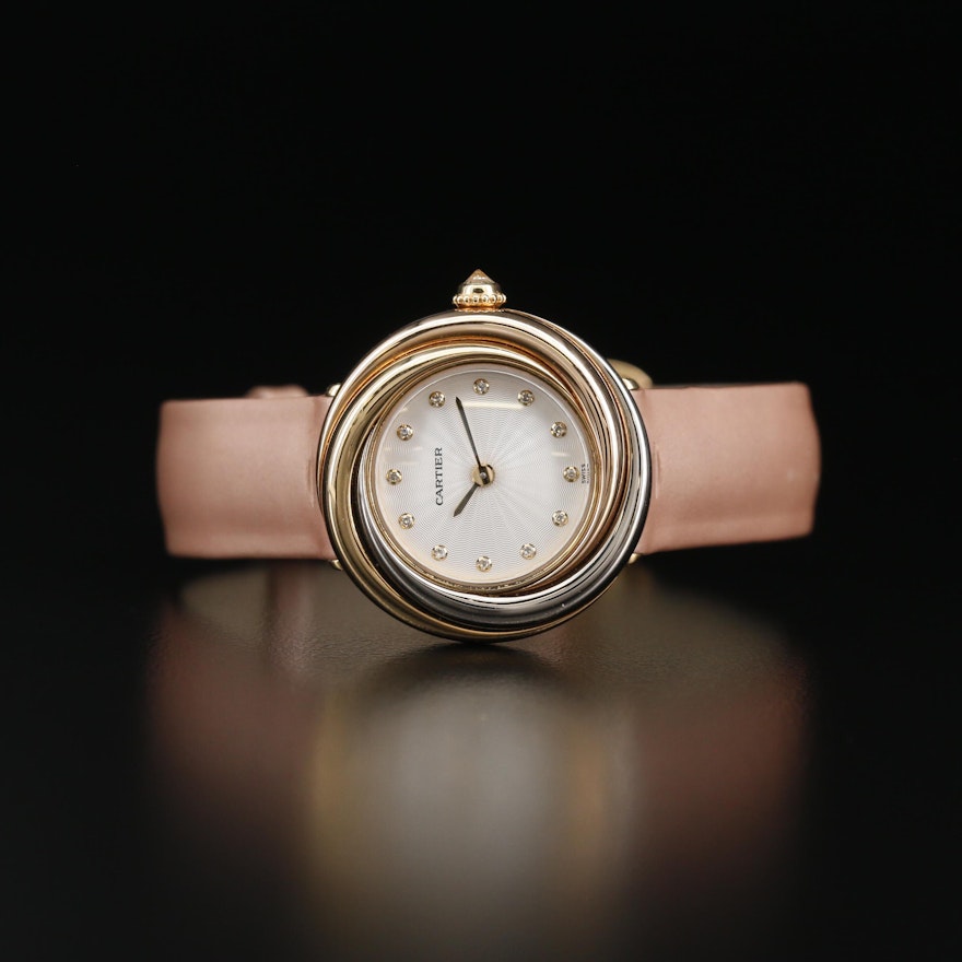 Cartier Trinity 18K Tri-Color Gold and Diamond Wristwatch