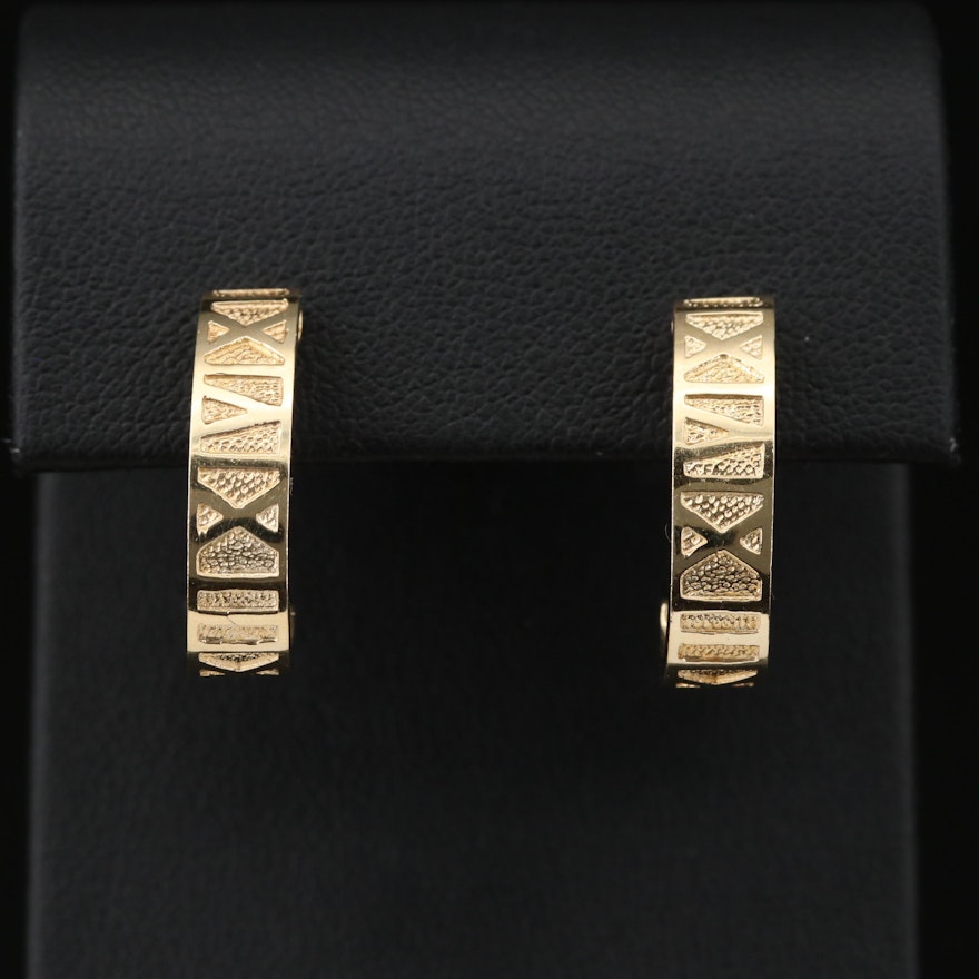 14K Roman Numeral J-Hoop Earrings