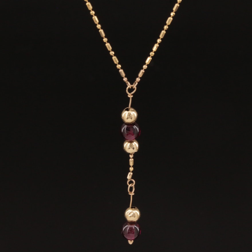 14K Garnet Drop Necklace