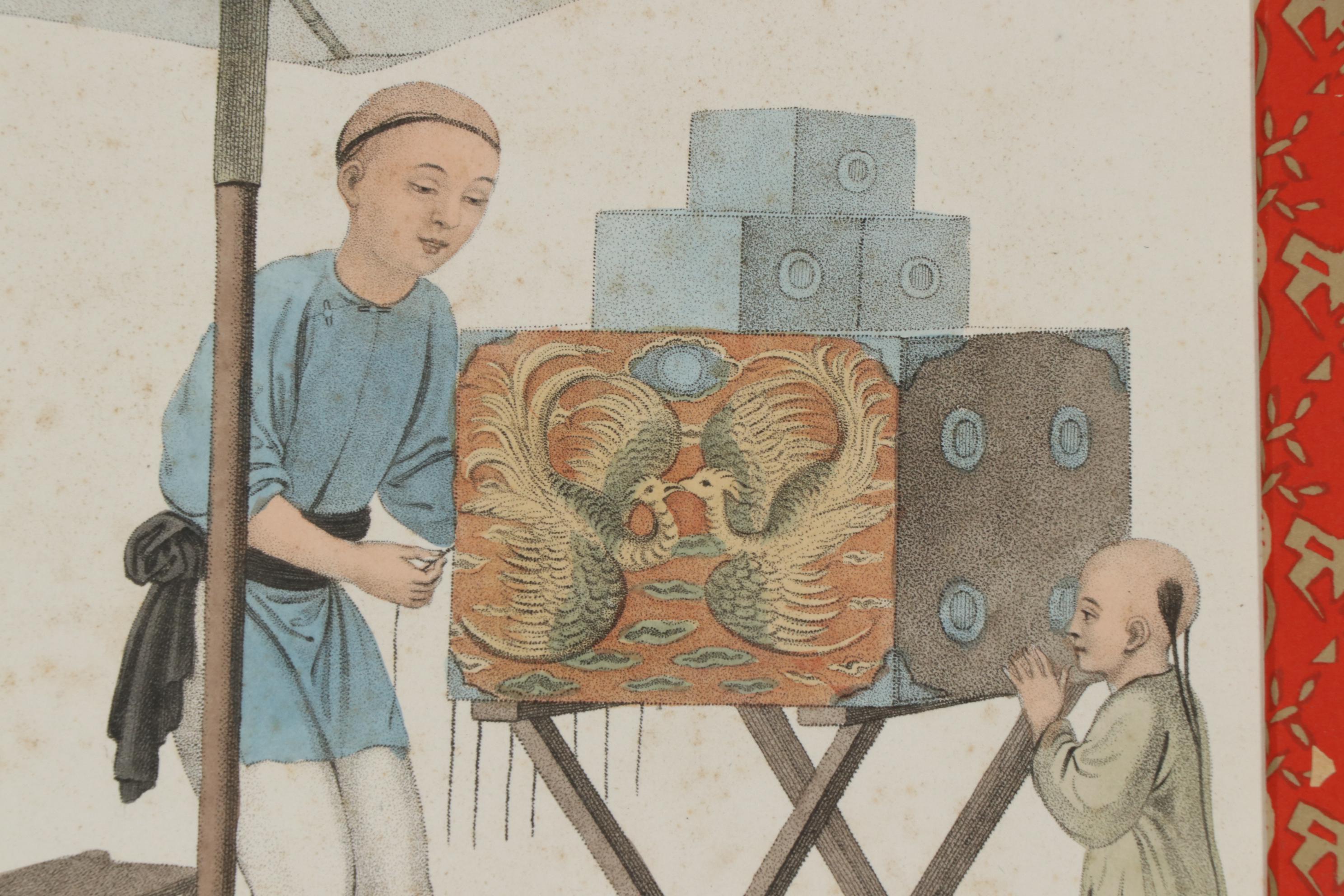 J. Dadley After Pu-Qua of Canton Hand-Colored Stipple Engravings