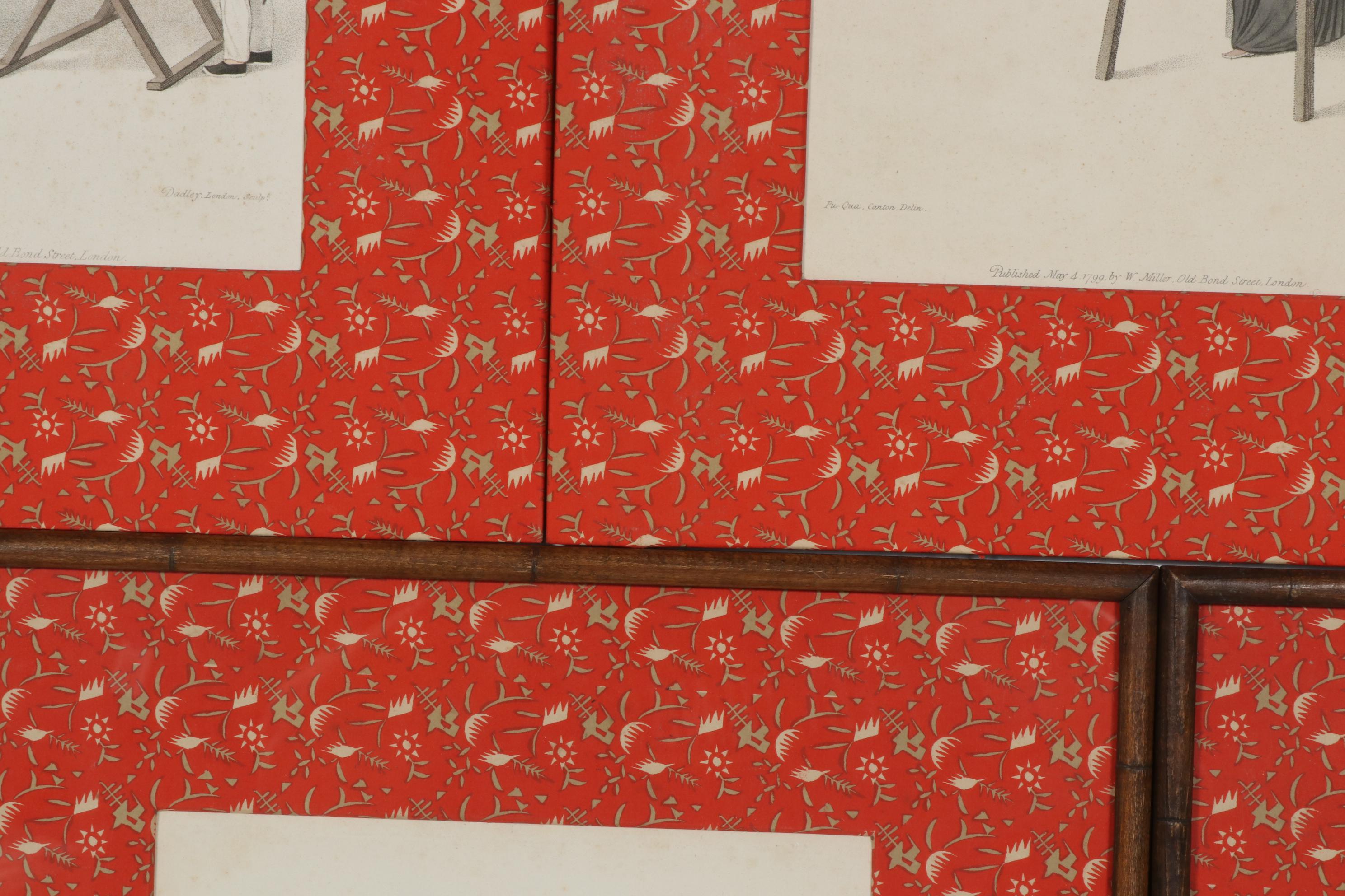 J. Dadley After Pu-Qua of Canton Hand-Colored Stipple Engravings