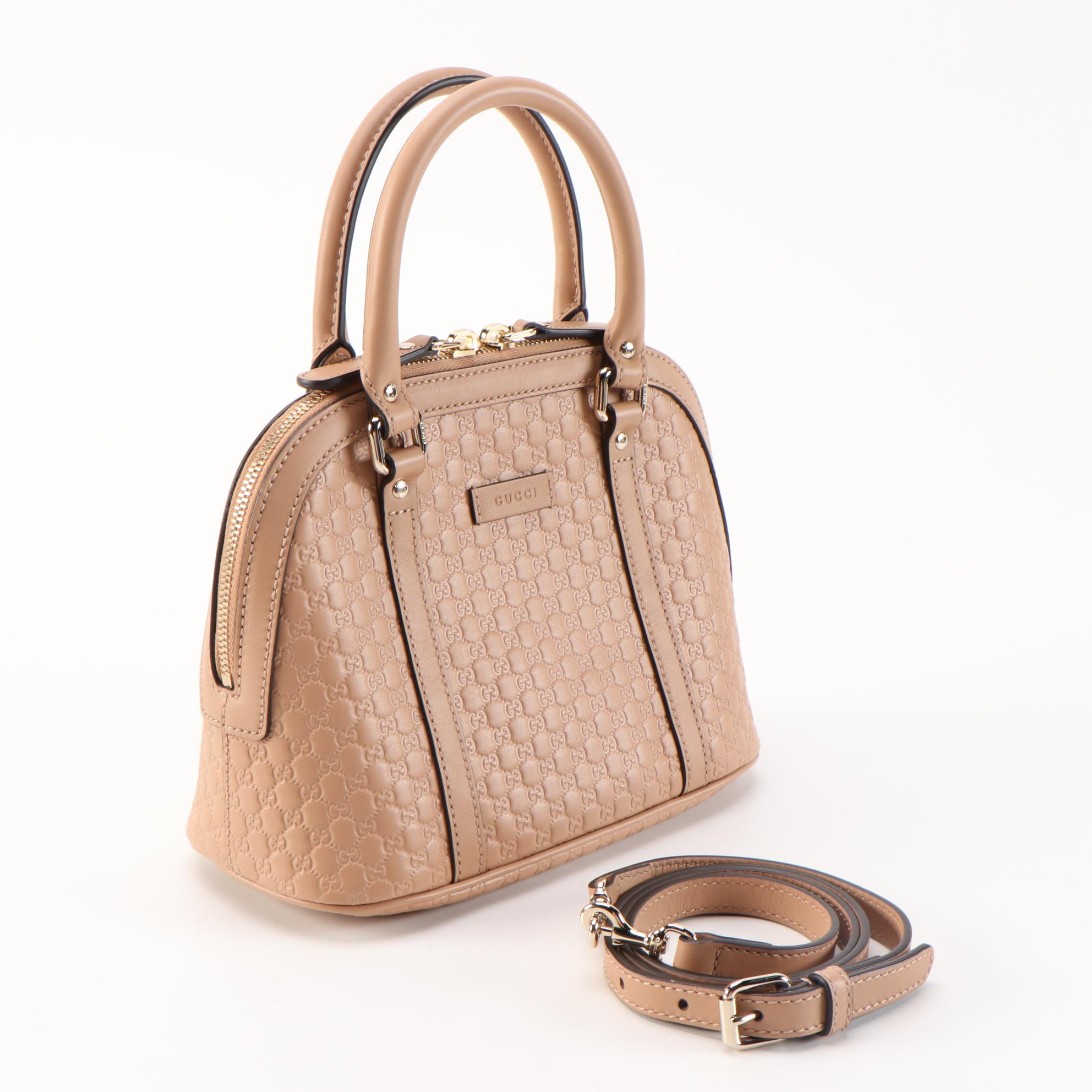 Gucci Convertible Dome Bag in Beige Microguccissima and Smooth Leather