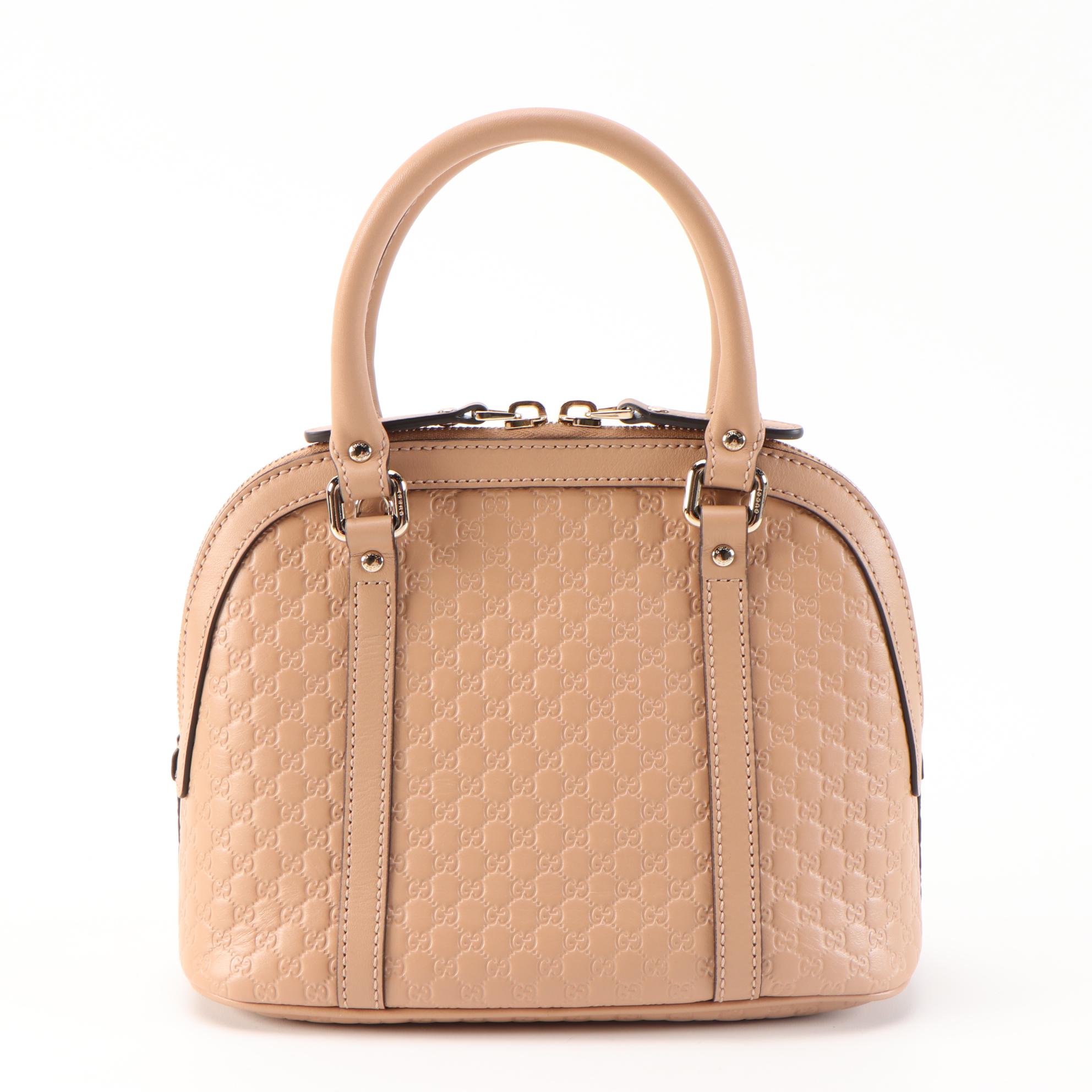 Gucci Convertible Dome Bag in Beige Microguccissima and Smooth Leather