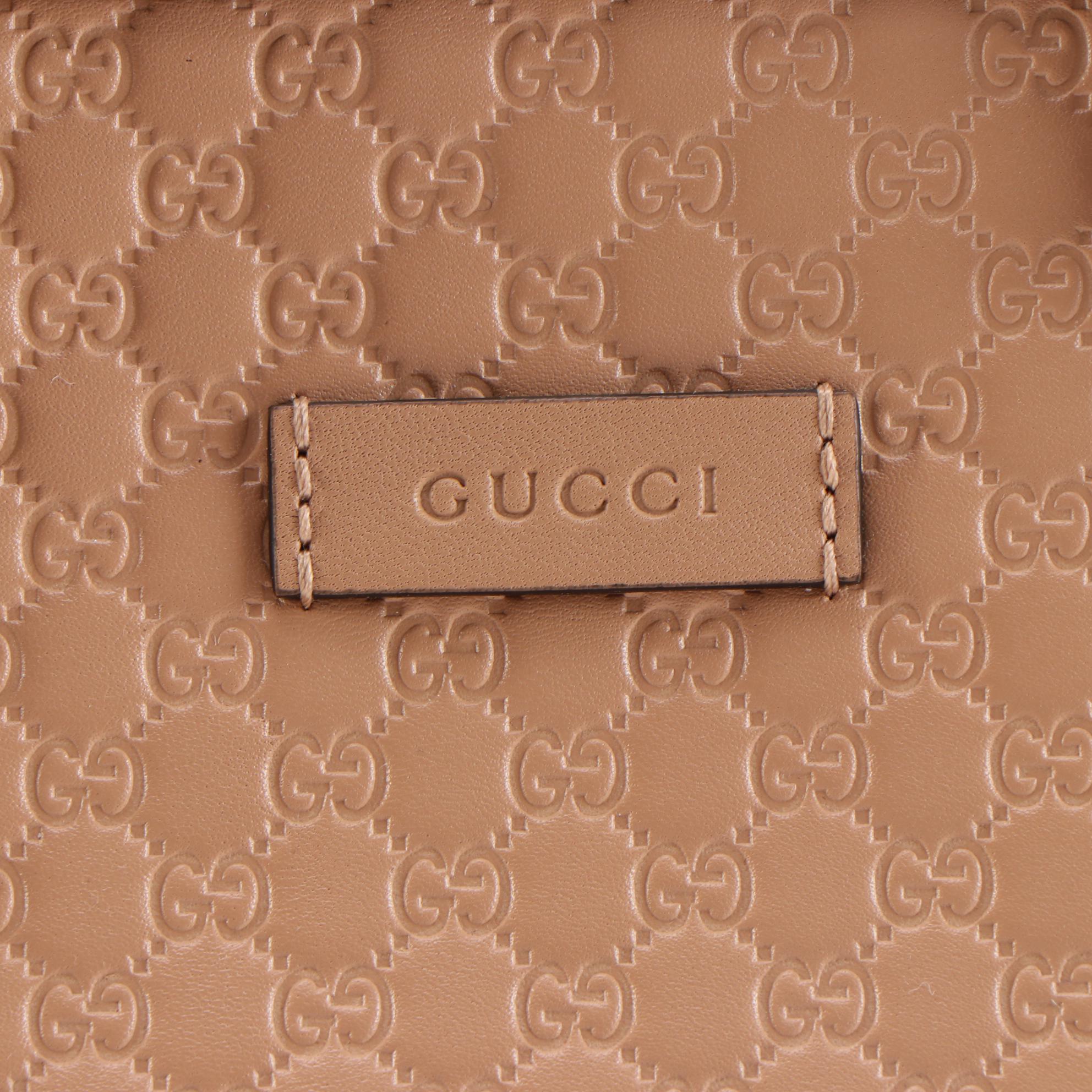 Gucci Convertible Dome Bag in Beige Microguccissima and Smooth Leather