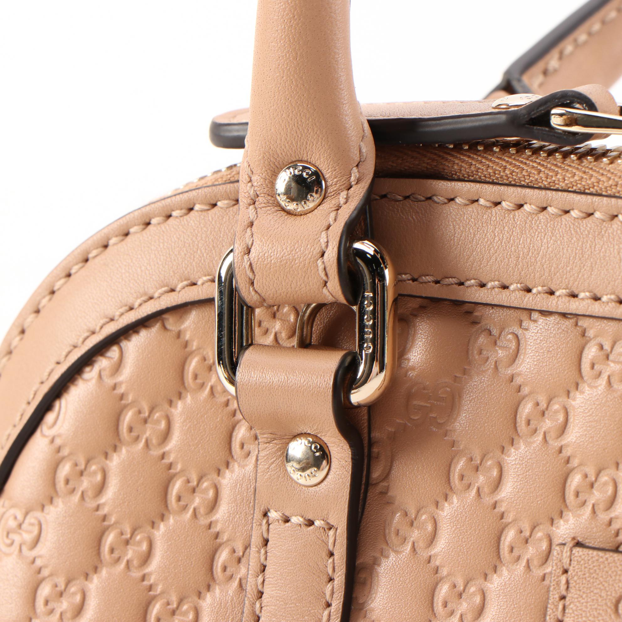 Gucci Convertible Dome Bag in Beige Microguccissima and Smooth Leather