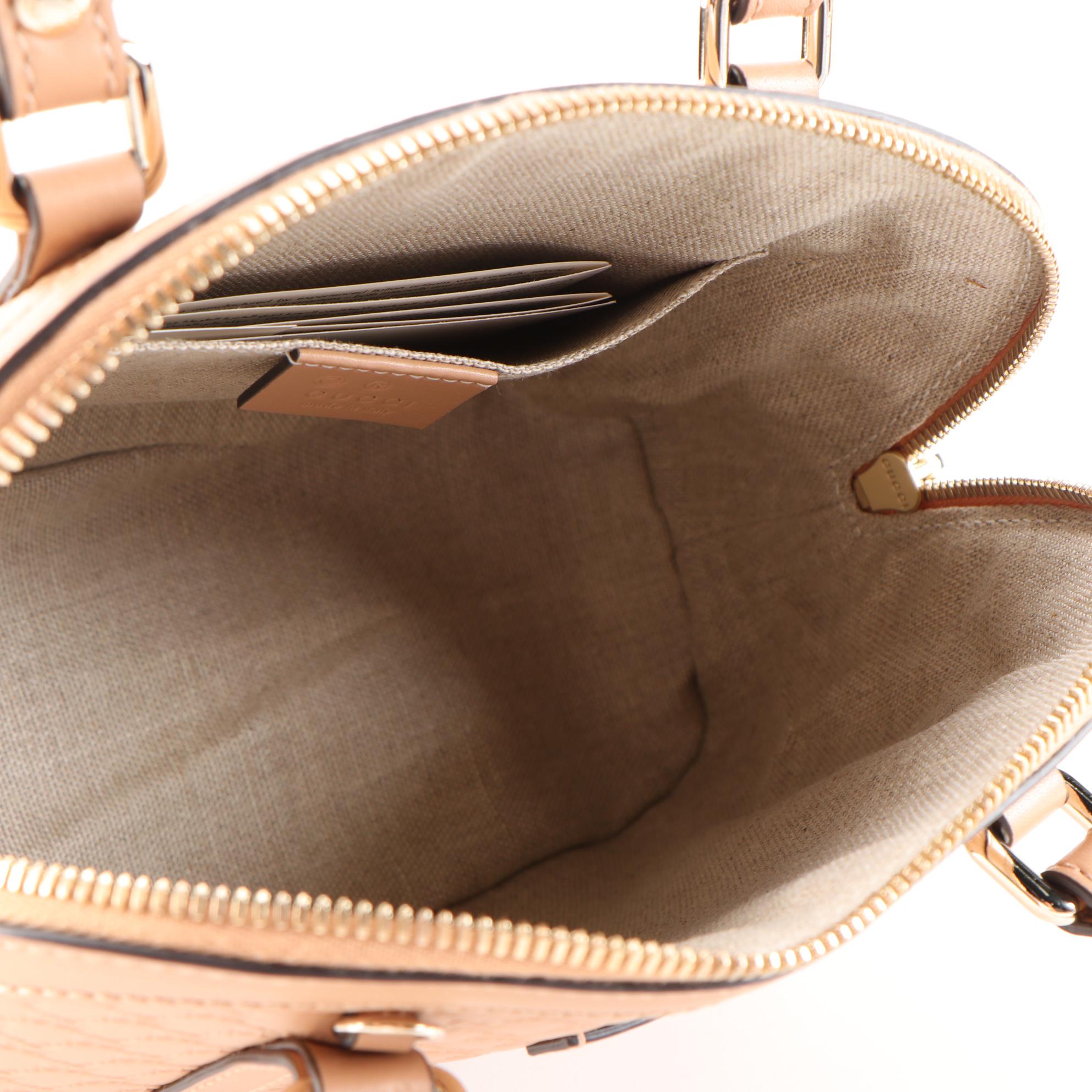 Gucci Convertible Dome Bag in Beige Microguccissima and Smooth Leather