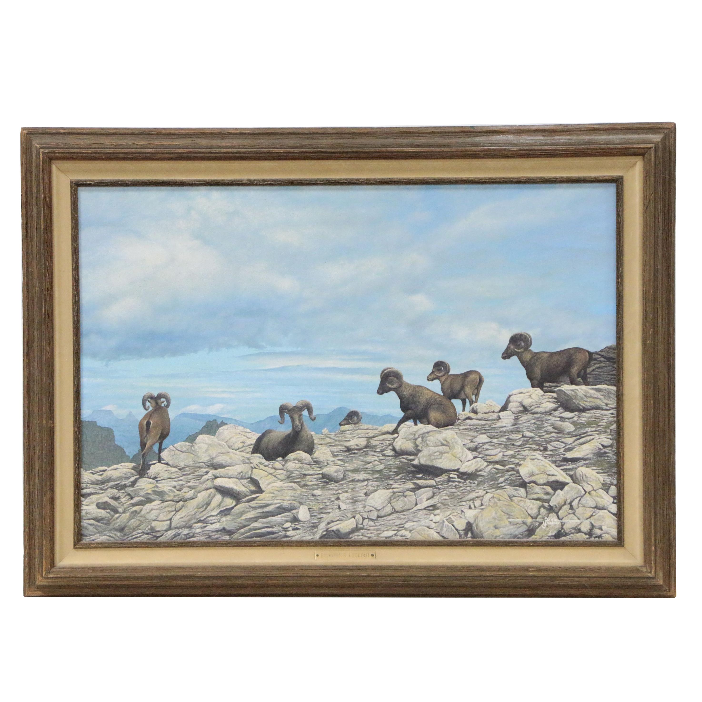 Davie Yazzie Oil Painting "Bighorn's Lookout"