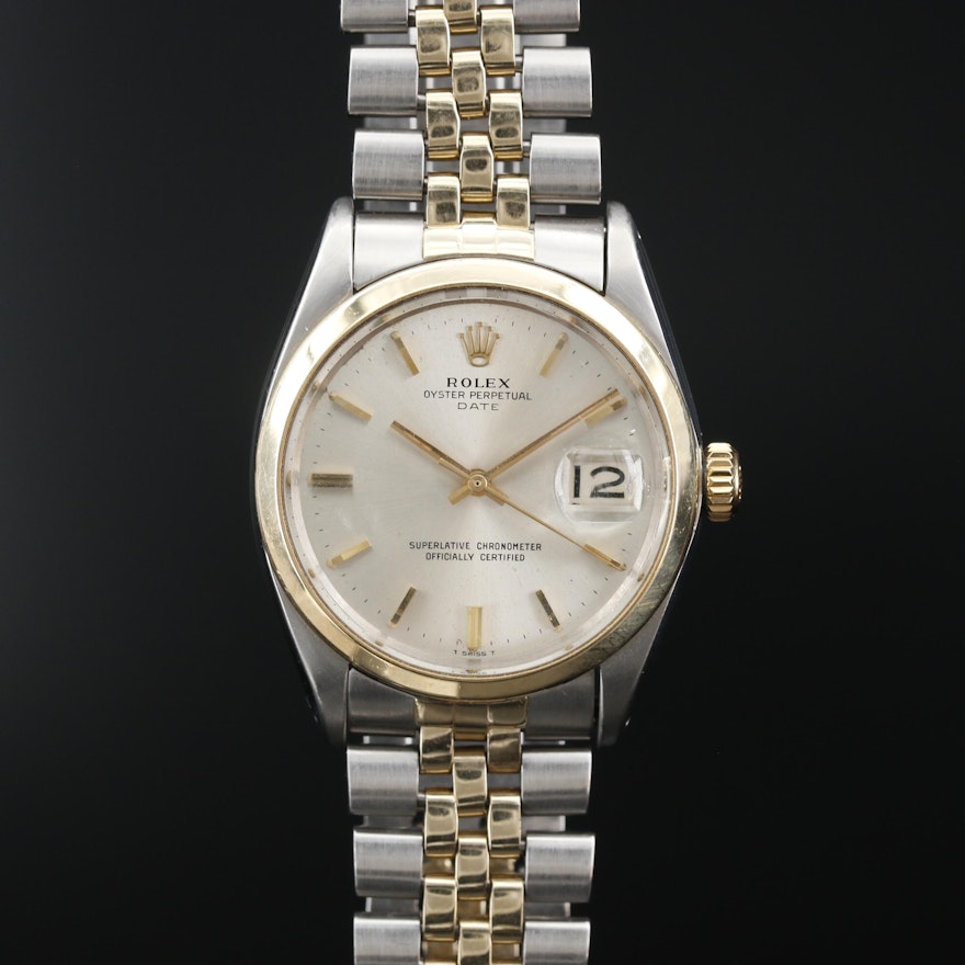 1966 Rolex Date 14K and Stainless Steel Automatic Wristwatch