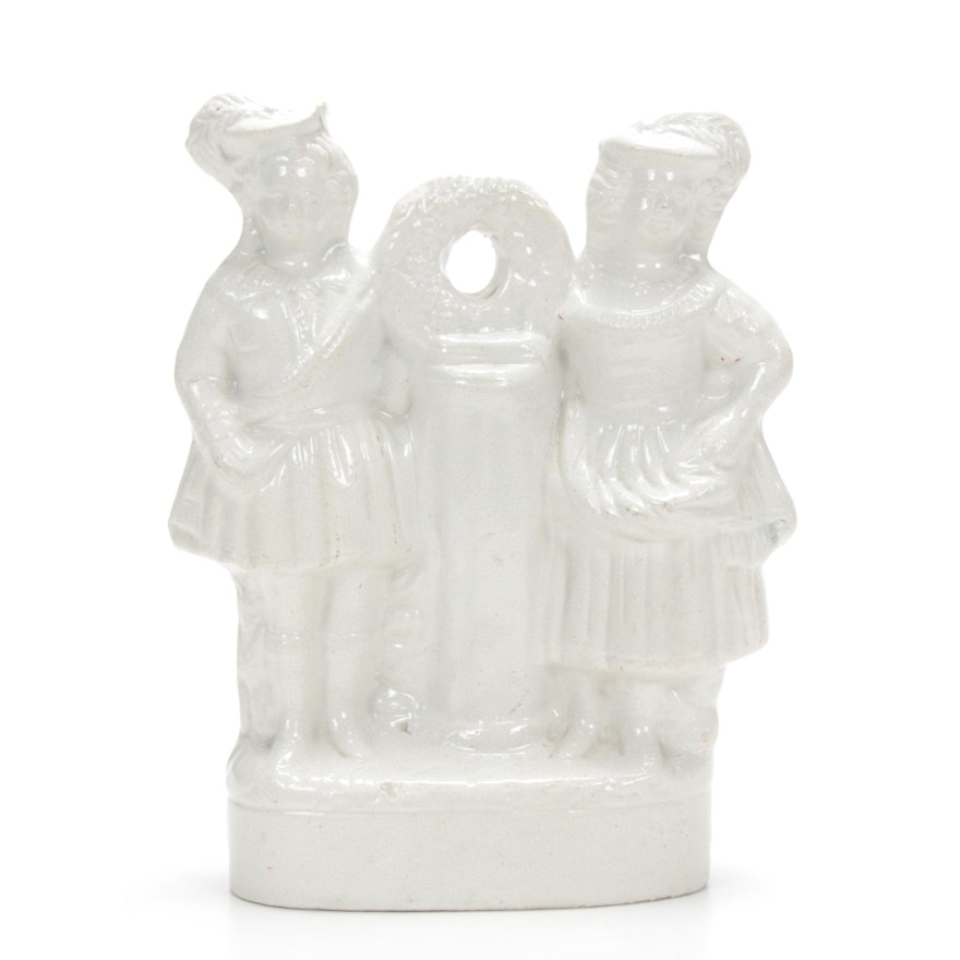 Staffordshire Porcelain Man and Woman Figurine, Late 19th Century