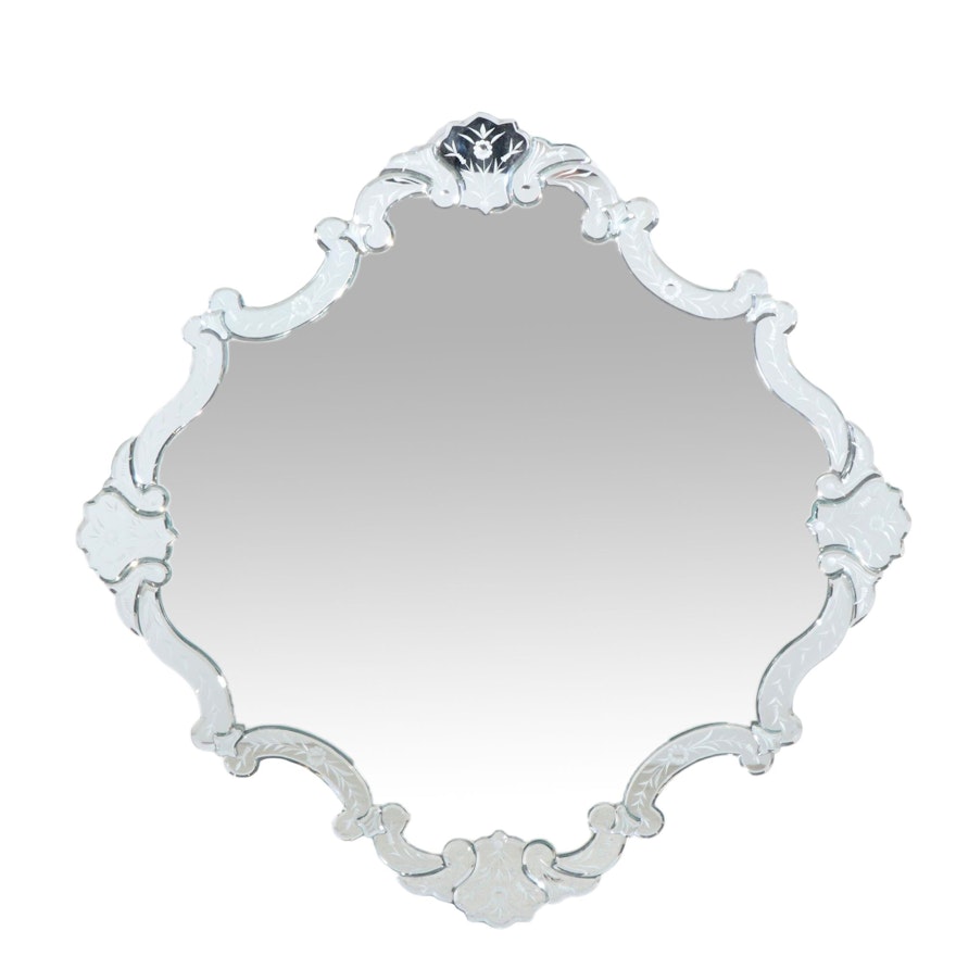 Venetian Style Etched Floral Mirror, 20th Century